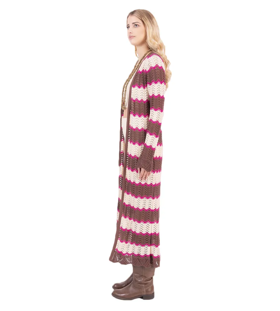 Cardigan Lungo Donna Traforato Kontatto