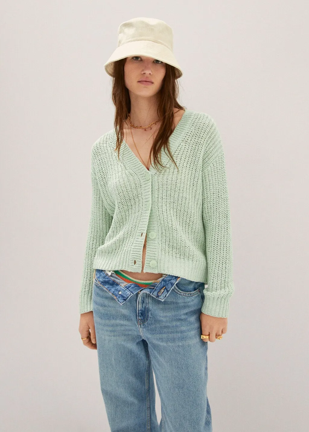 Cardigan maglia collo a V