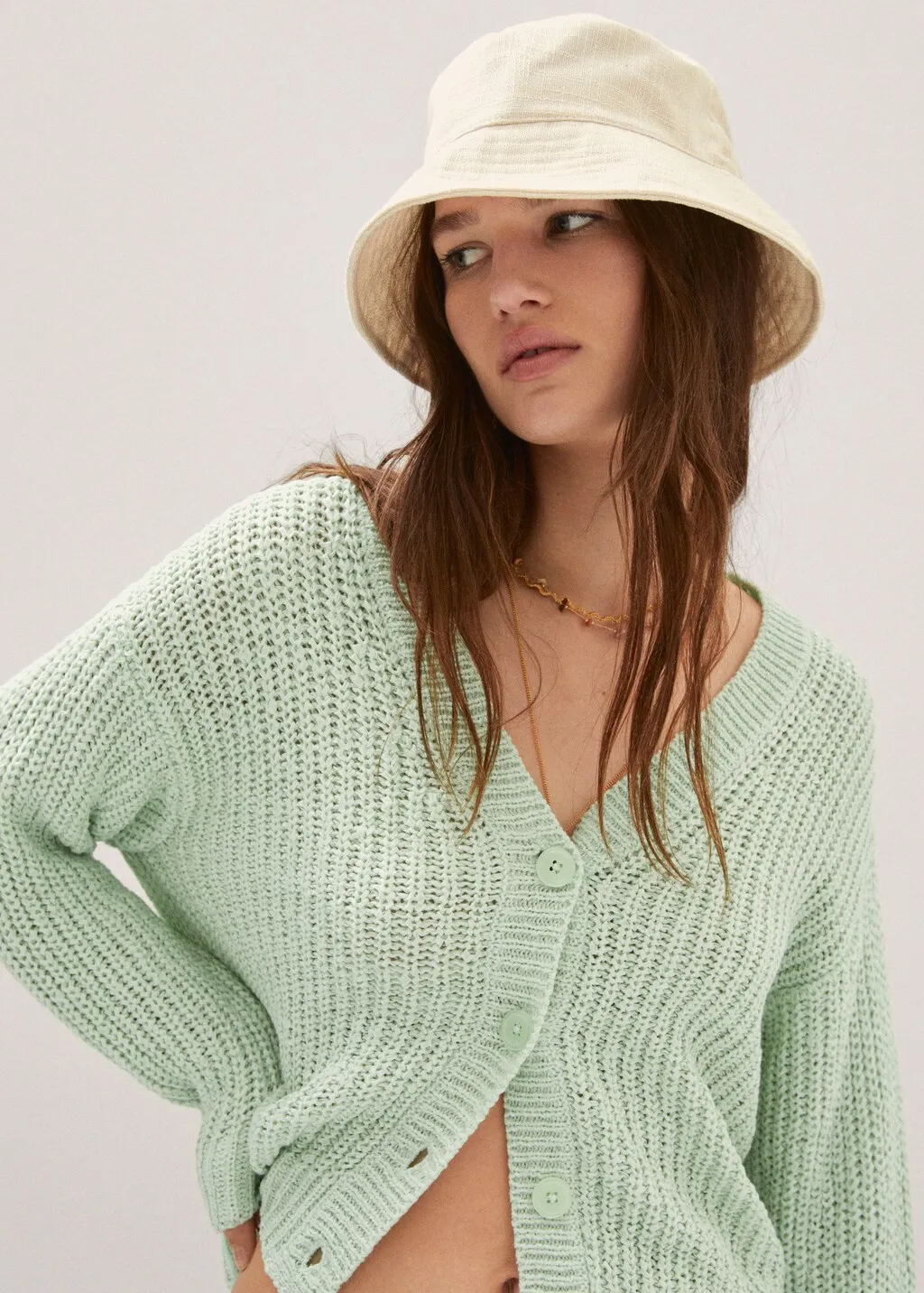 Cardigan maglia collo a V