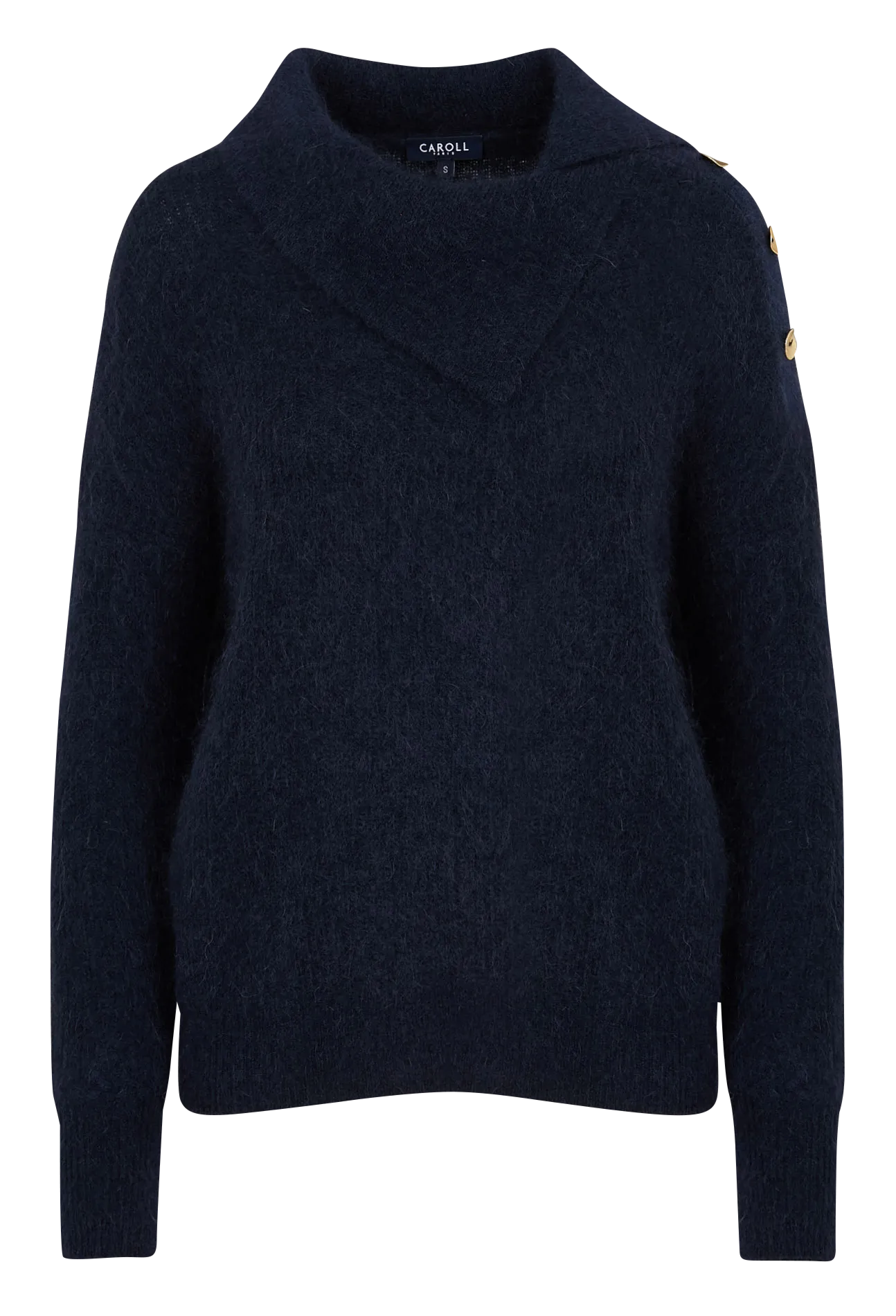  CAROLL   MELKIOR - Maglione ampio con collo asimmetrico in misto lana | Blu