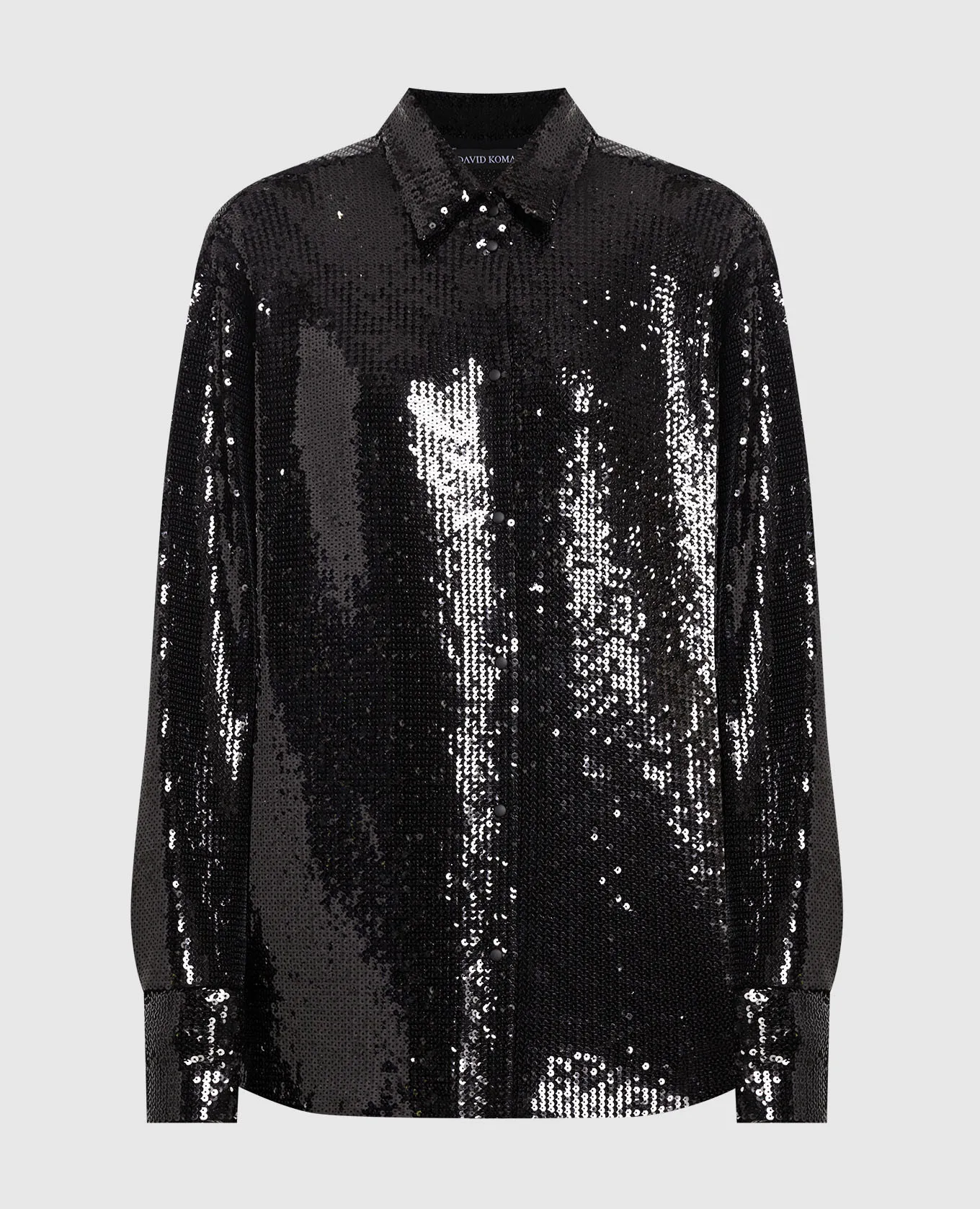 David Koma Camicia nera con paillettes SS23DK23T