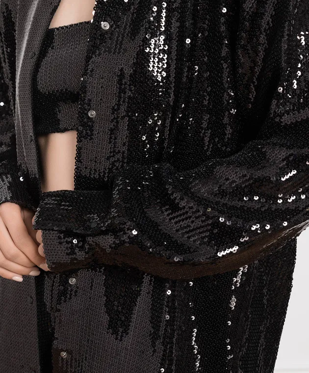 David Koma Camicia nera con paillettes SS23DK23T