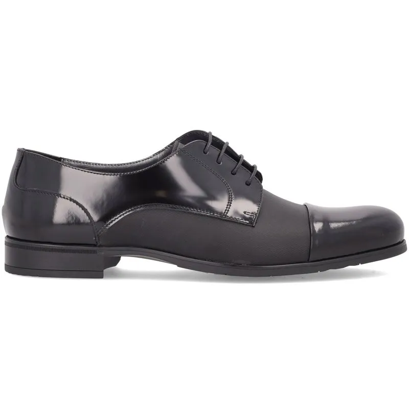Derby in denim spazzolato nero 