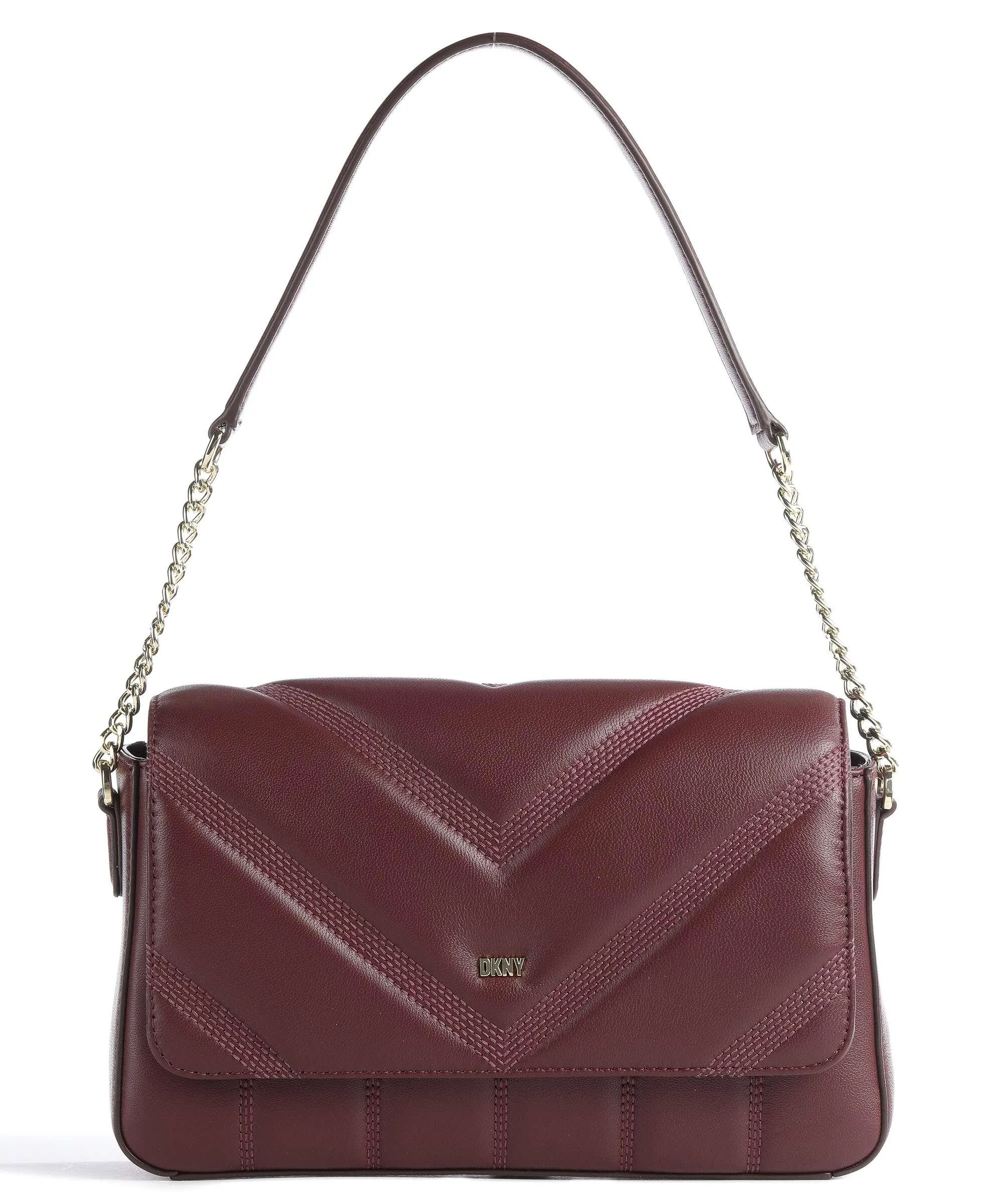 DKNY Becca Borsa a spalla cuoio di agnello rosso scuro  