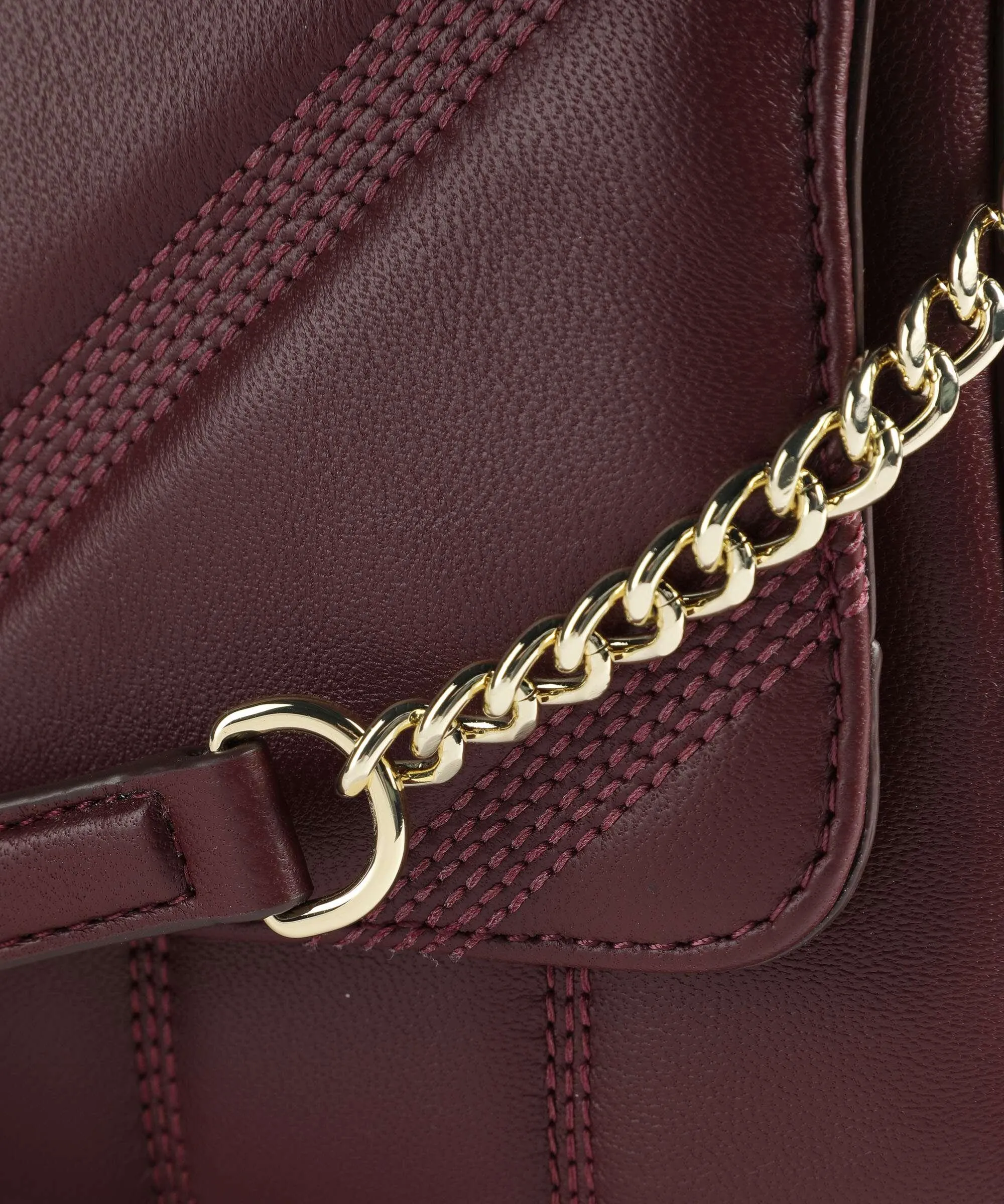  DKNY Becca Borsa a spalla cuoio di agnello rosso scuro  