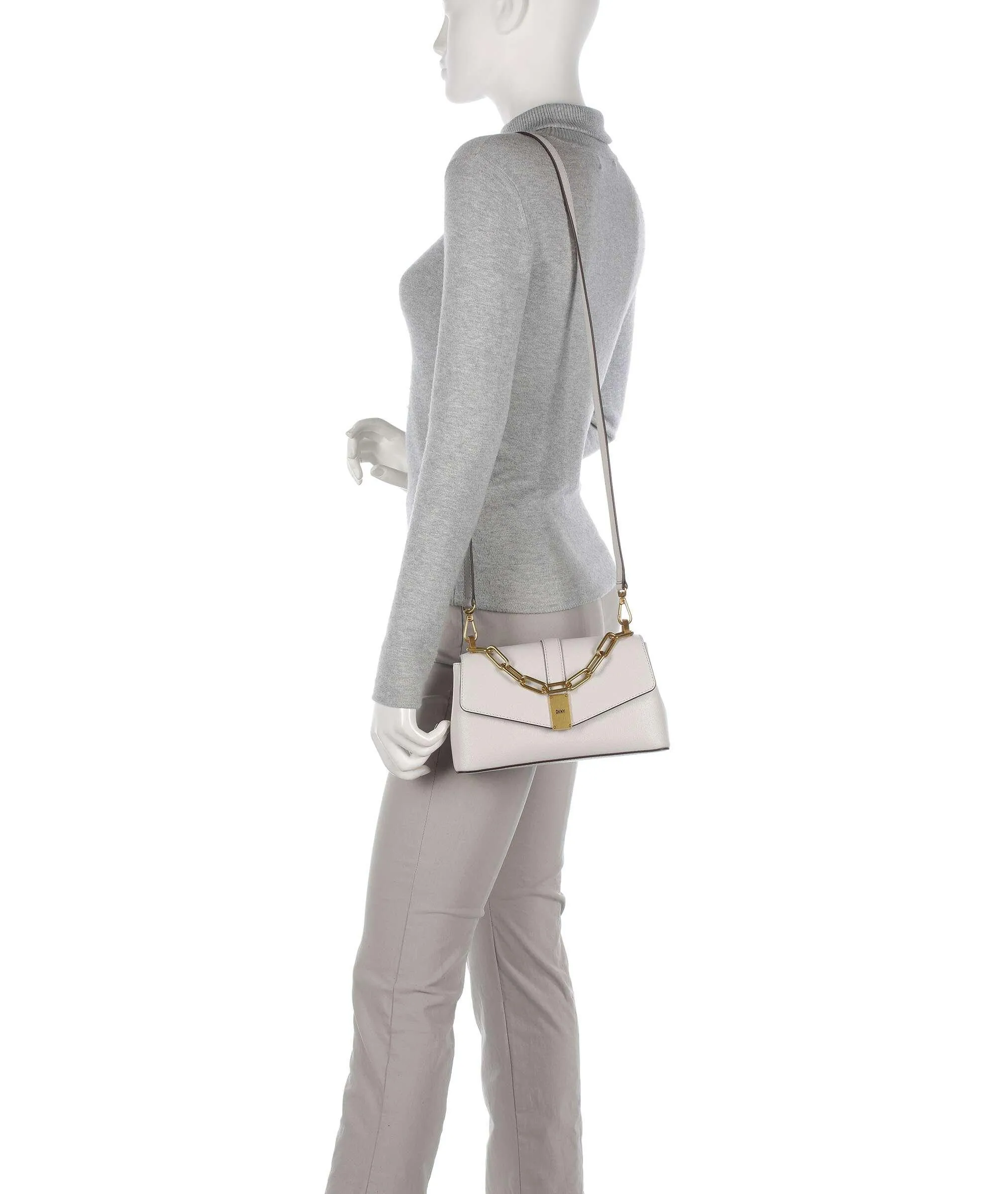  DKNY Conner Borsa a mano pelle di vacchetta grana avorio  