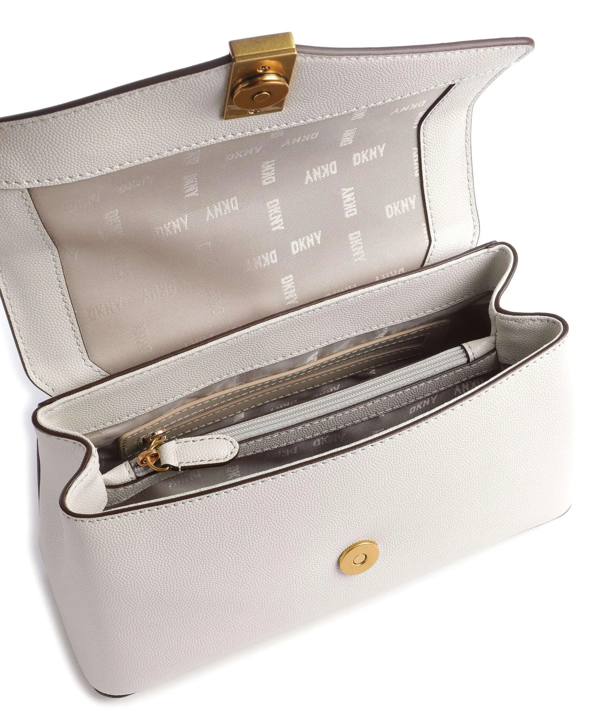  DKNY Conner Borsa a mano pelle di vacchetta grana avorio  