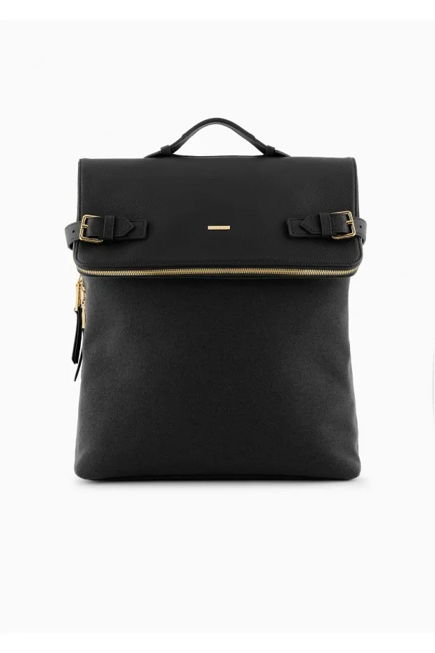 Emporio Armani Zaino in pelle granata con inserto in feltro