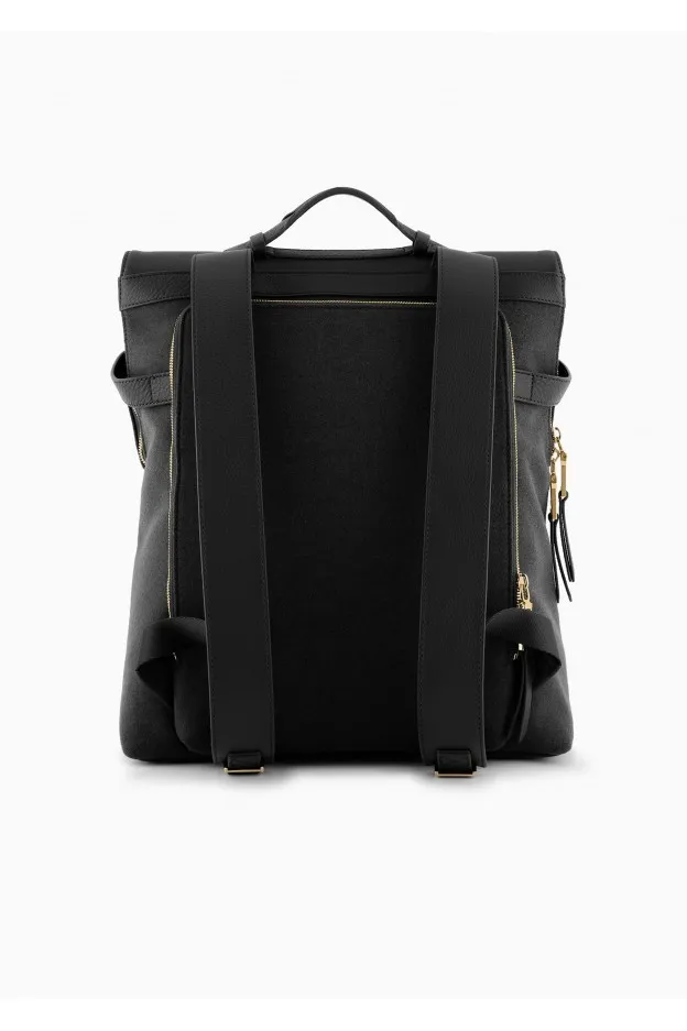 Emporio Armani Zaino in pelle granata con inserto in feltro