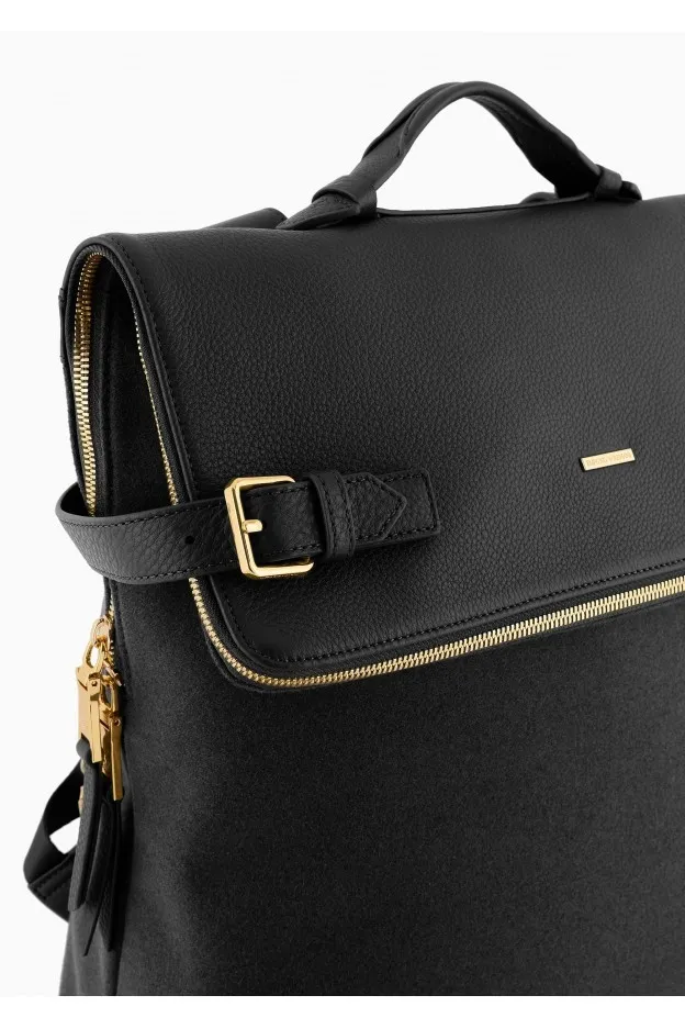 Emporio Armani Zaino in pelle granata con inserto in feltro