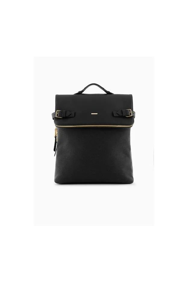Emporio Armani Zaino in pelle granata con inserto in feltro