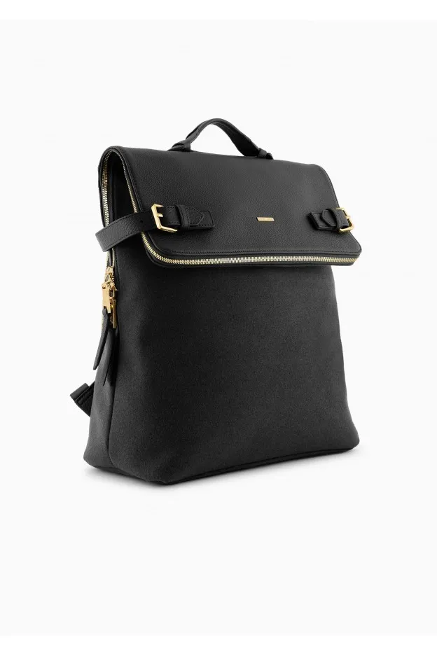 Emporio Armani Zaino in pelle granata con inserto in feltro