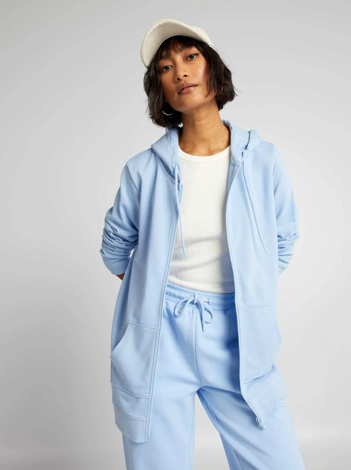 Felpa con zip e cappuccio - BLU