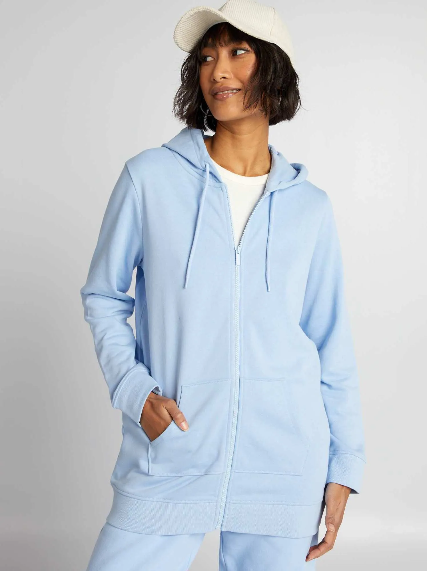 Felpa con zip e cappuccio - BLU