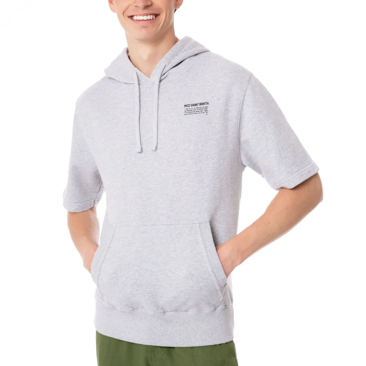 Felpa Mike Smanicata Con Cappuccio, Grigio