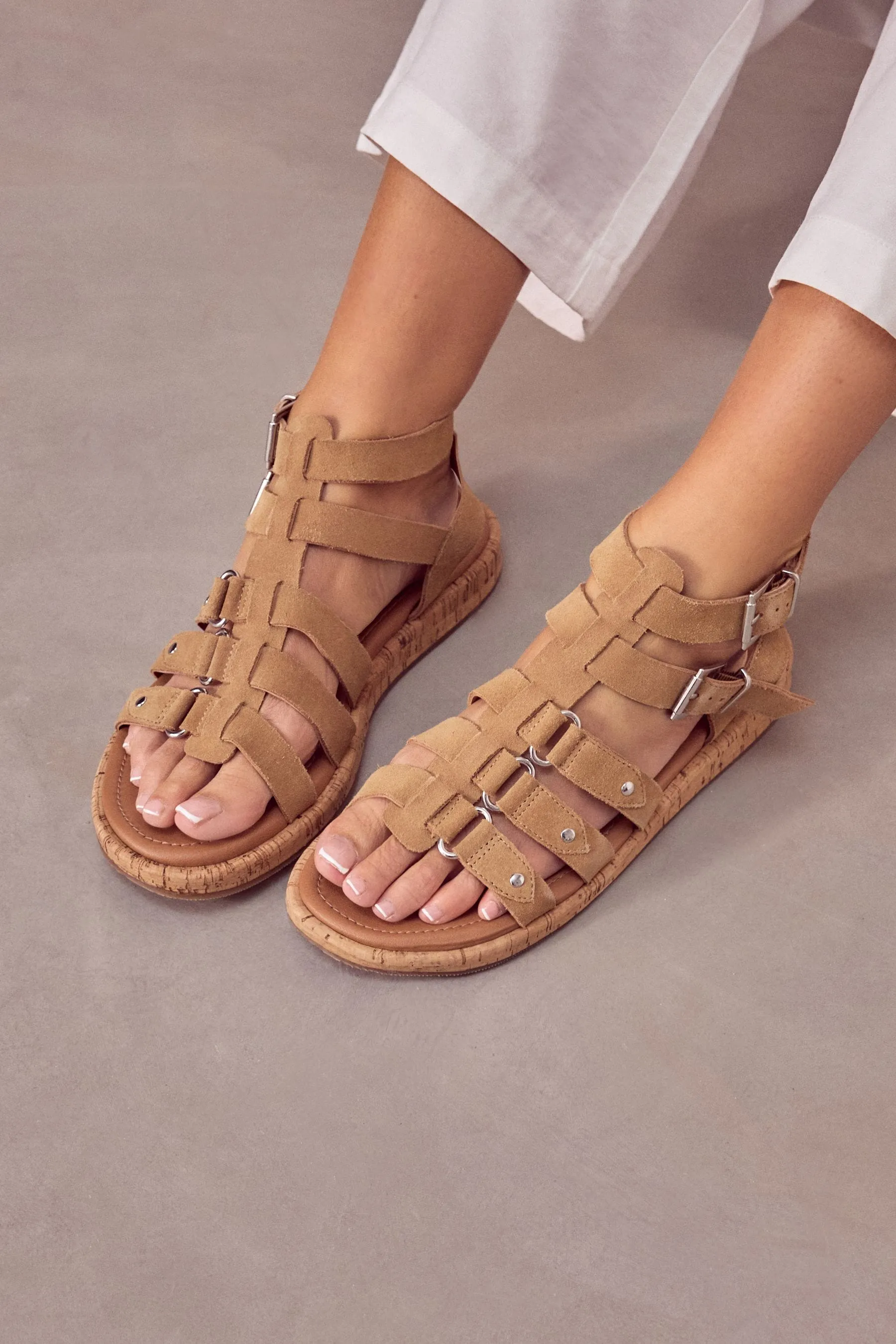 Forever Comfort® - Sandali stile gladiatore in pelle