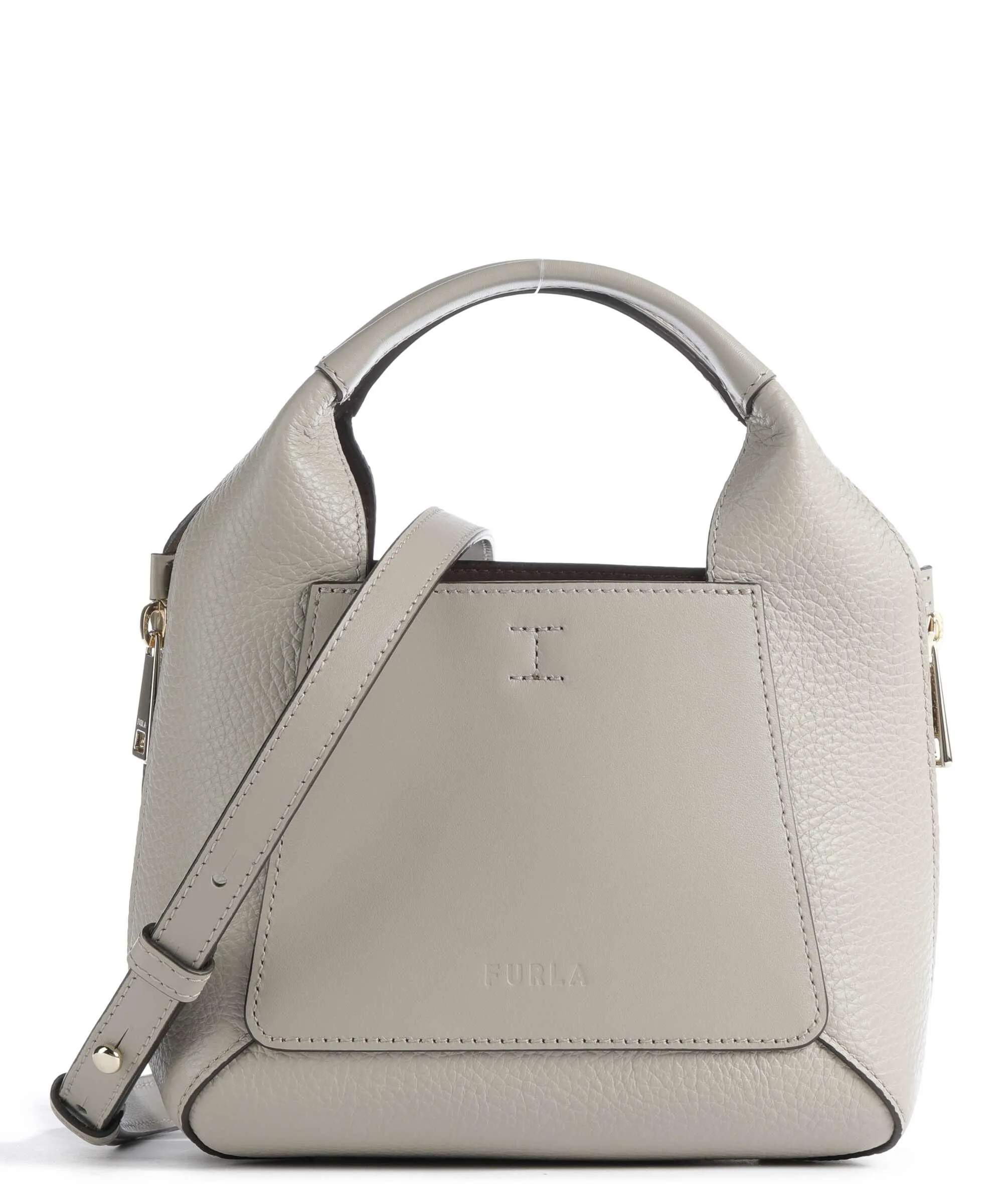  Furla Gilda Mini Borsa a tracolla pelle granulata grigio chiaro  