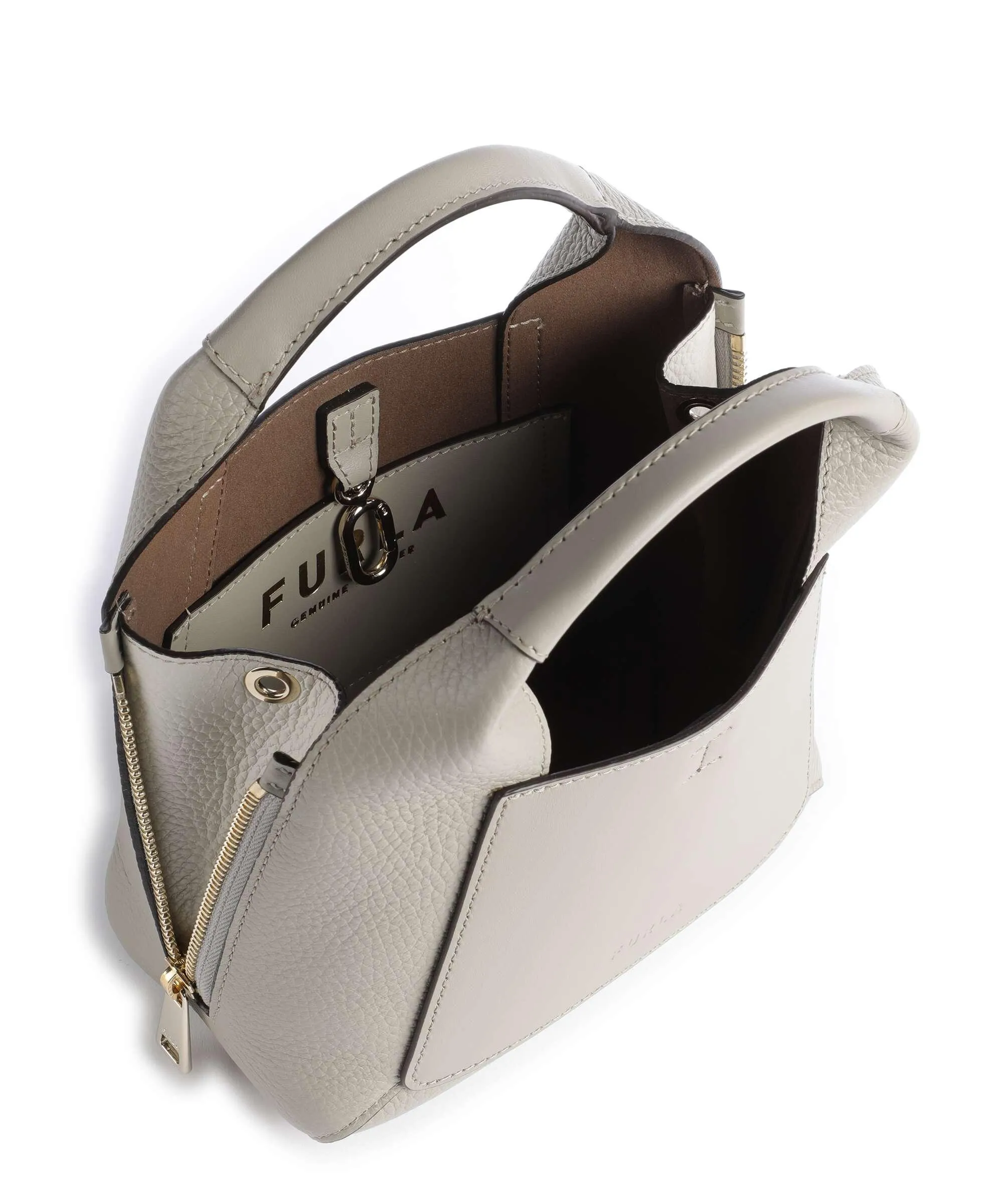  Furla Gilda Mini Borsa a tracolla pelle granulata grigio chiaro  