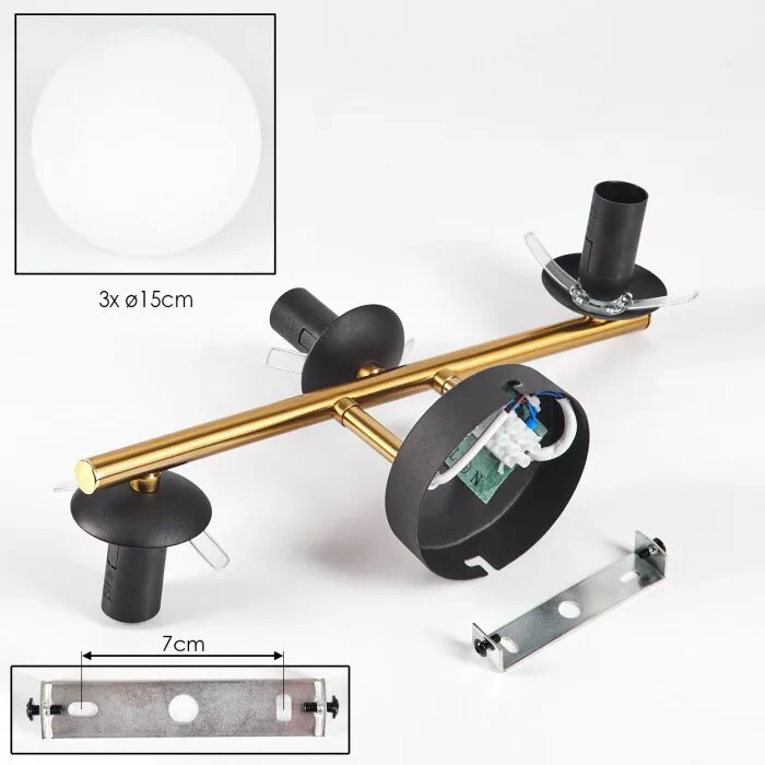 Gastor Lampada a sfera, Applique Oro, Nero, 3-Luci