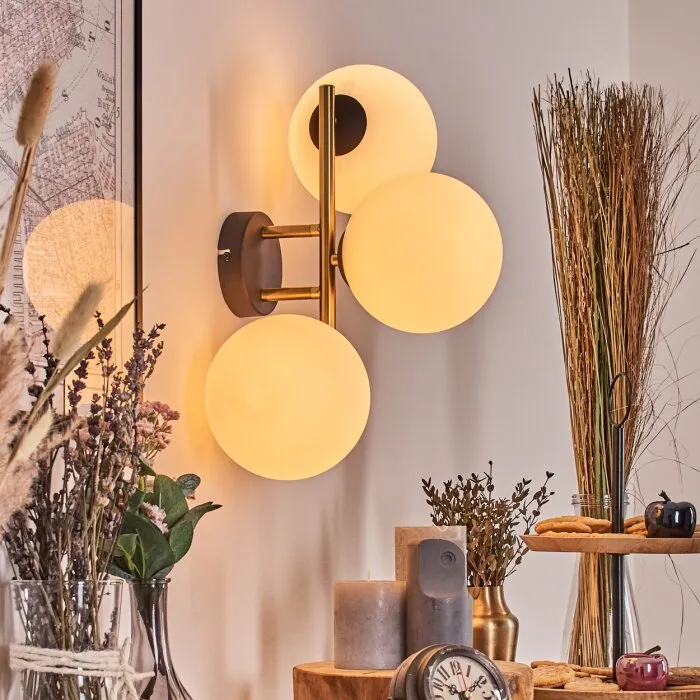 Gastor Lampada a sfera, Applique Oro, Nero, 3-Luci