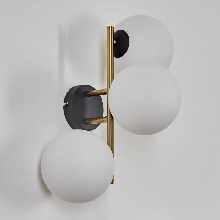 Gastor Lampada a sfera, Applique Oro, Nero, 3-Luci