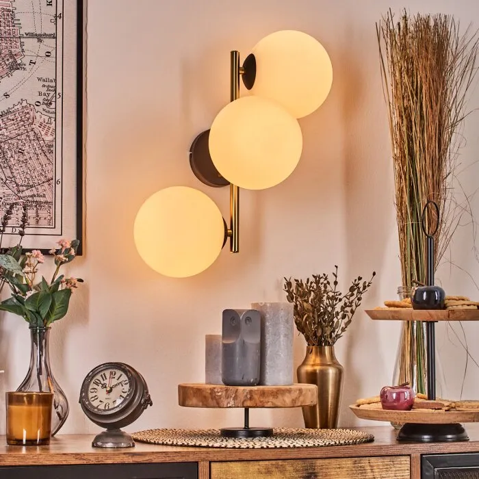 Gastor Lampada a sfera, Applique Oro, Nero, 3-Luci