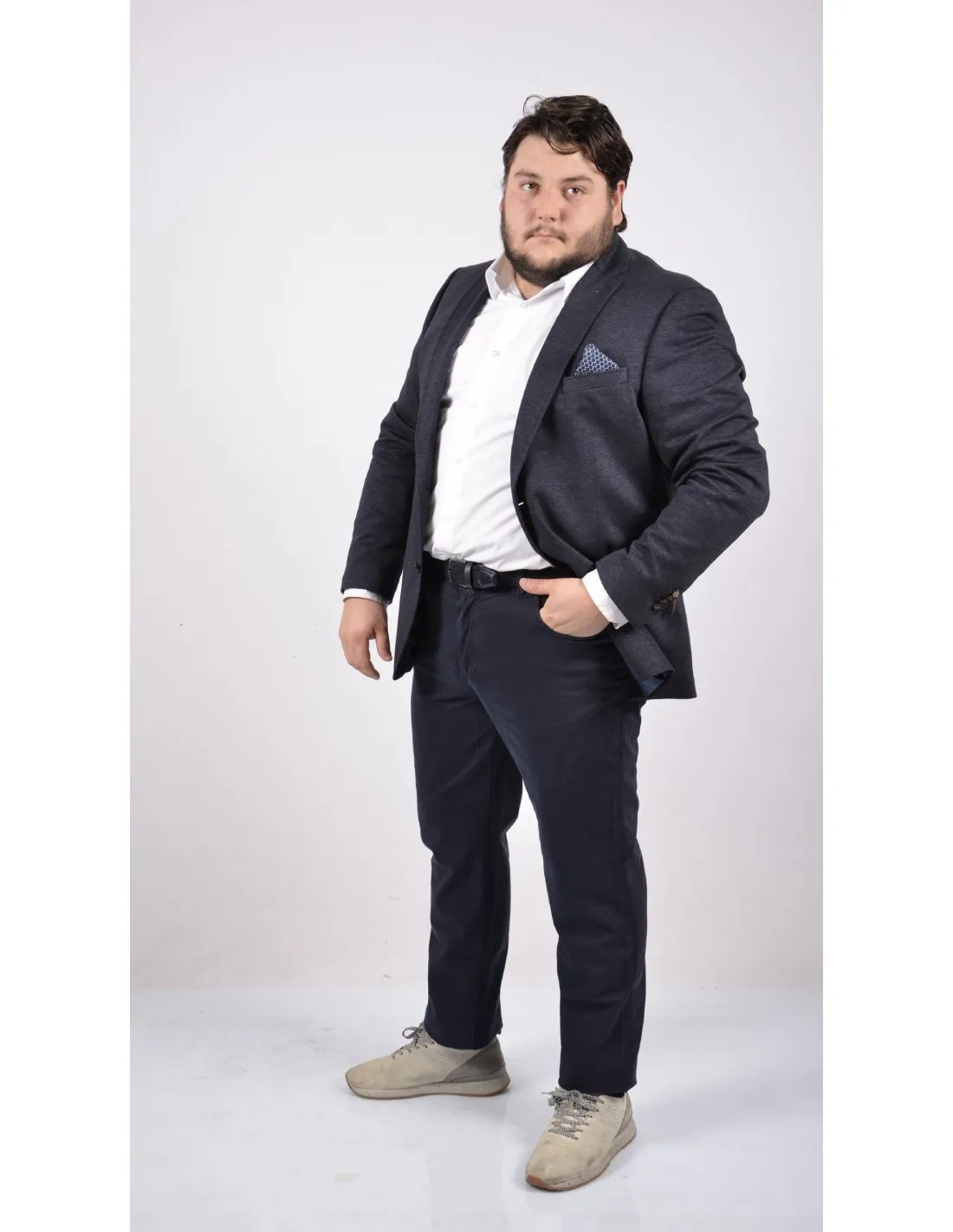 Giacca in lana invernale blu taglie forti 2226