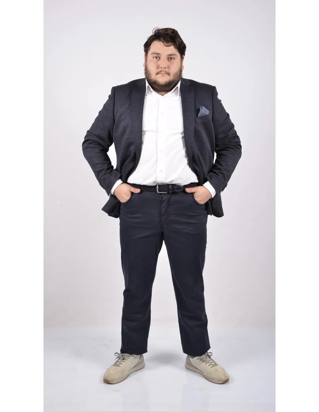 Giacca in lana invernale blu taglie forti 2226