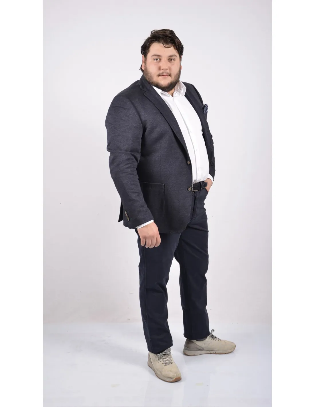 Giacca in lana invernale blu taglie forti 2226