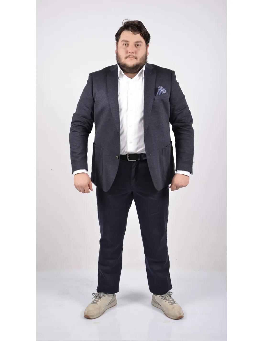 Giacca in lana invernale blu taglie forti 2226