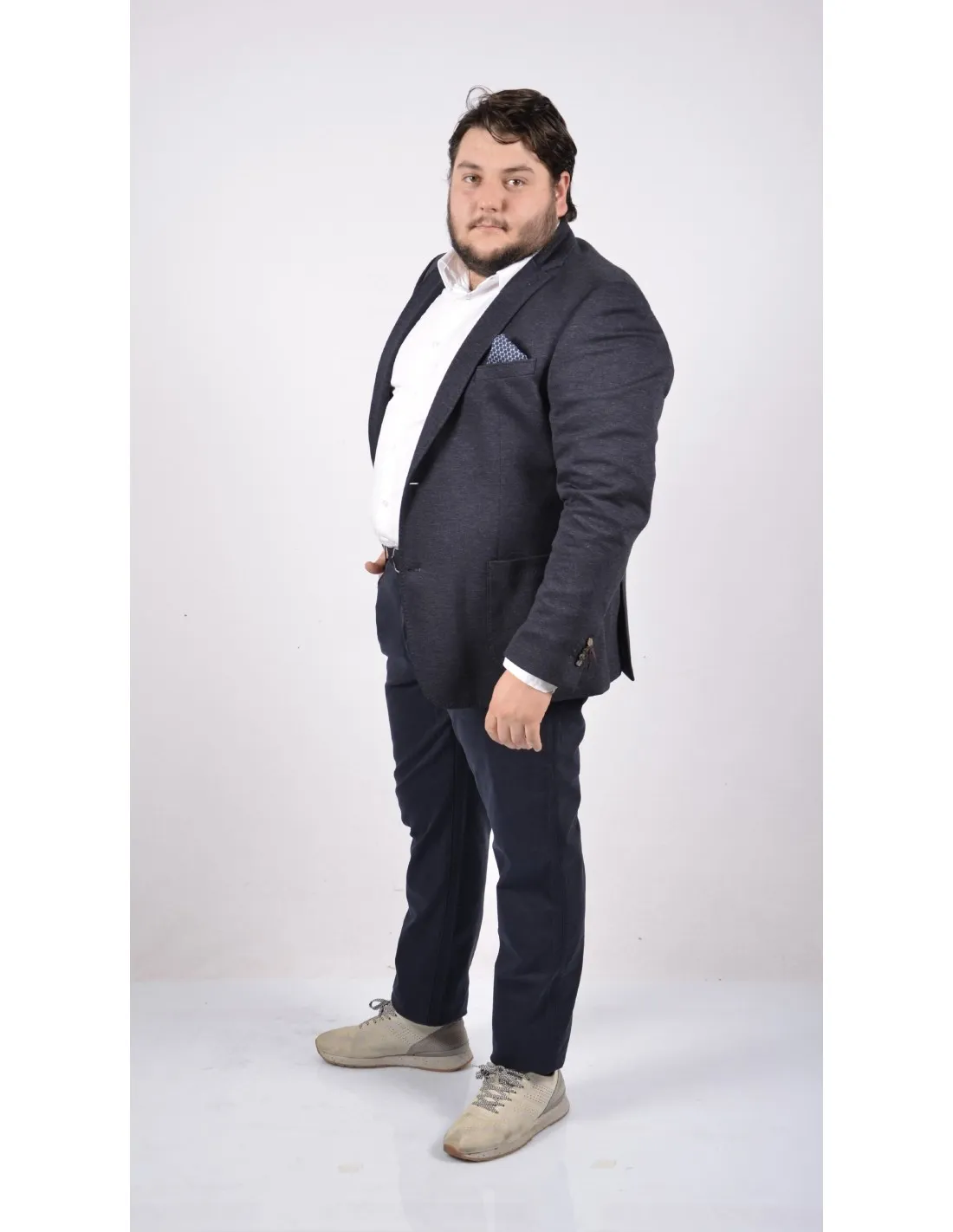 Giacca in lana invernale blu taglie forti 2226