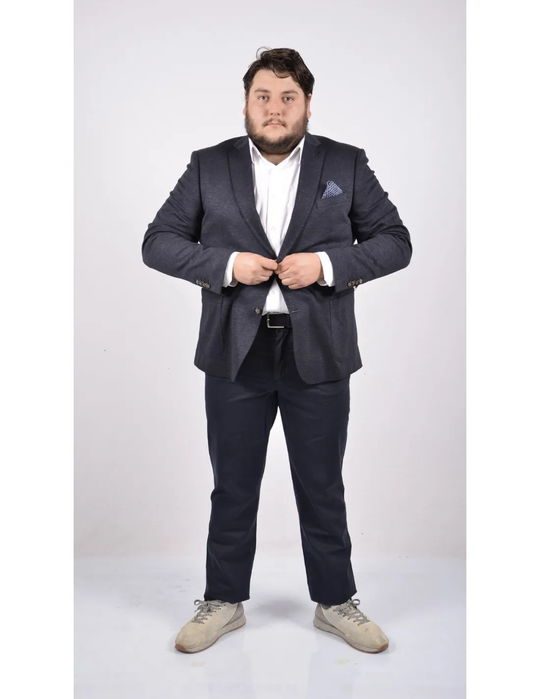 Giacca in lana invernale blu taglie forti 2226