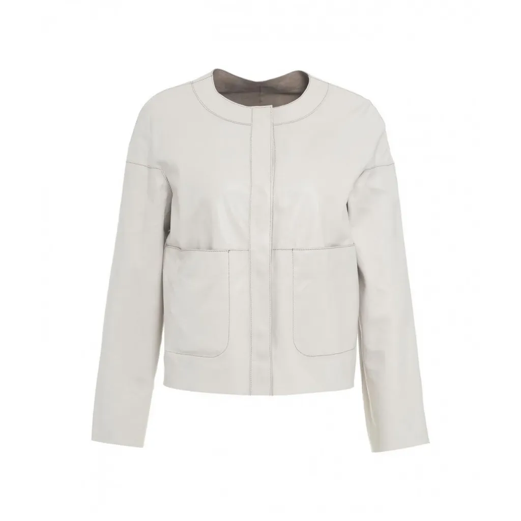 Giacca in pelle beige
