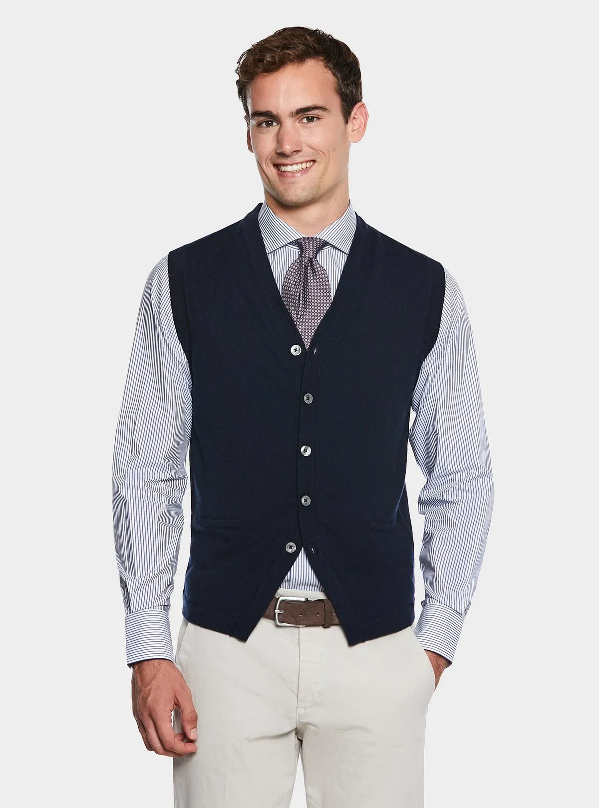   Gilet con bottoni in lana Merino      