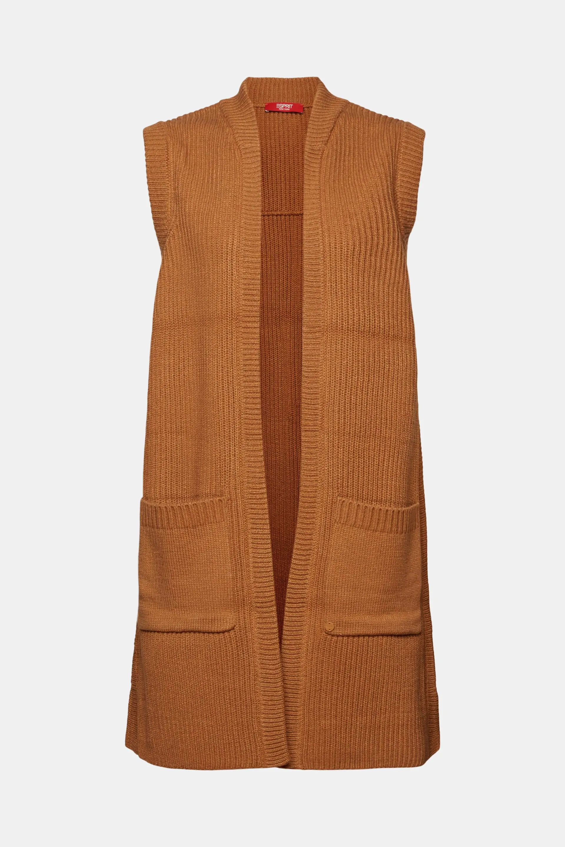 In materiale riciclato: cardigan lungo senza maniche