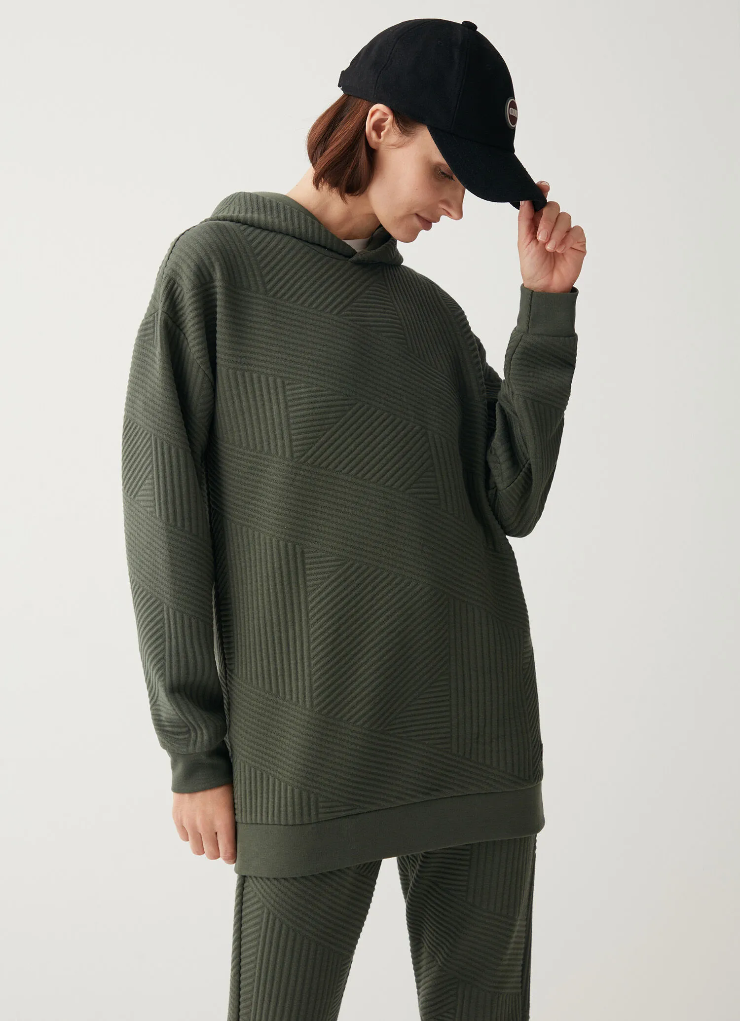 Jacquard maxi-hoody