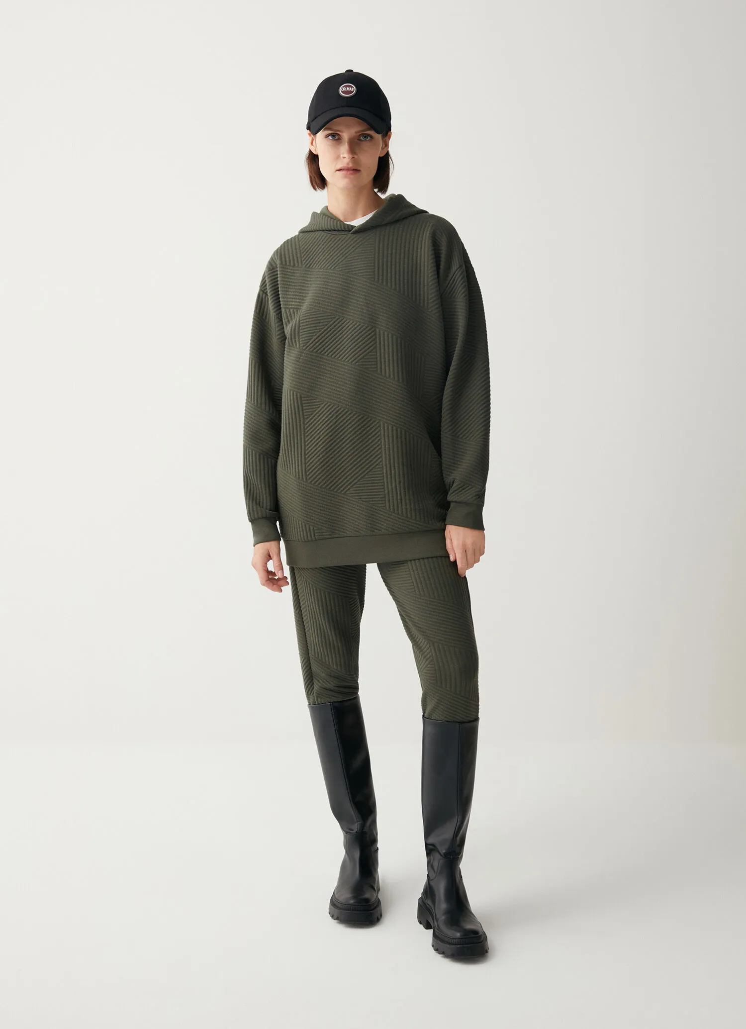 Jacquard maxi-hoody