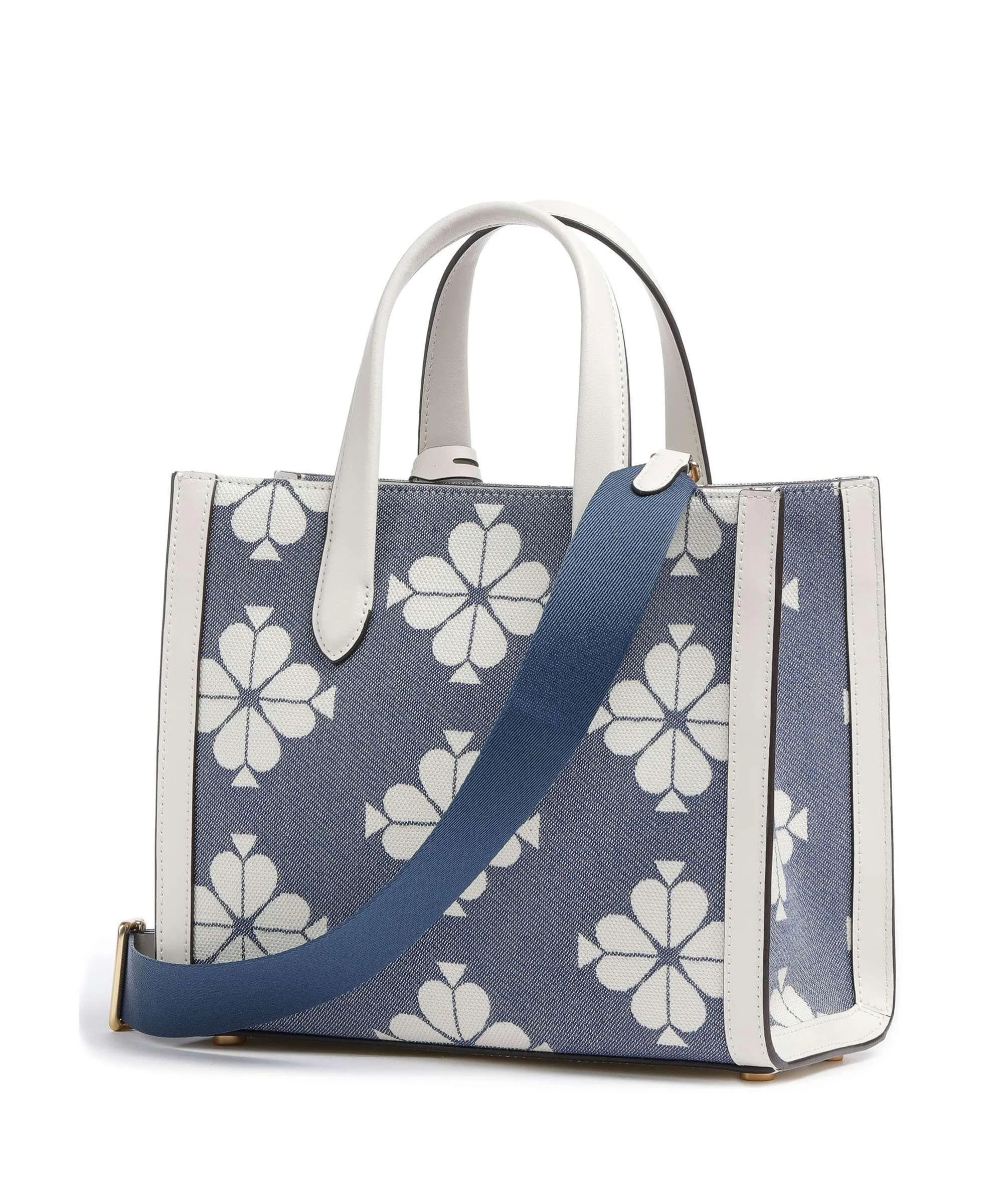  Kate Spade New York Spade Flower Jacquard Borsa a mano tissu, pelle bianco/blu  