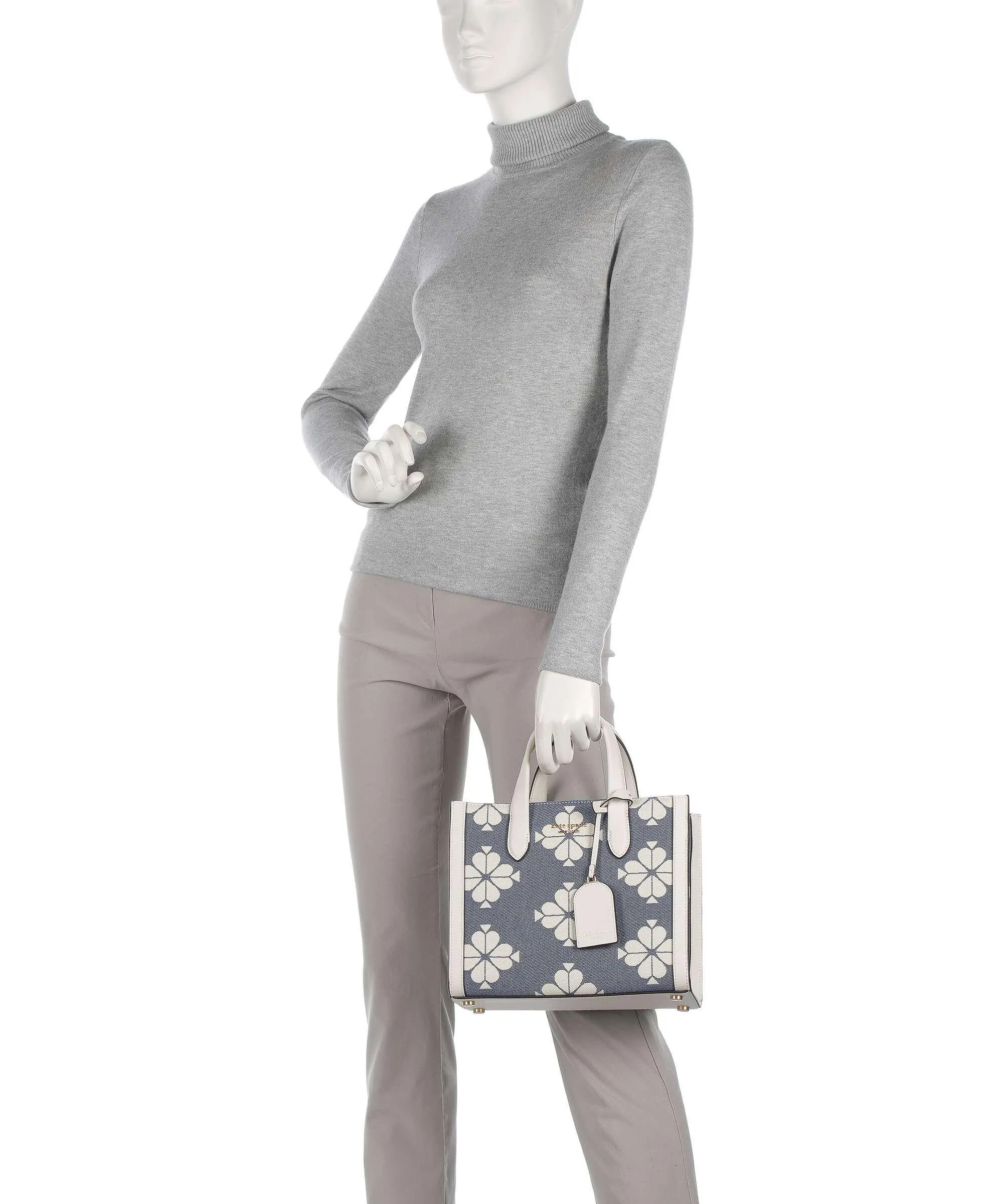  Kate Spade New York Spade Flower Jacquard Borsa a mano tissu, pelle bianco/blu  