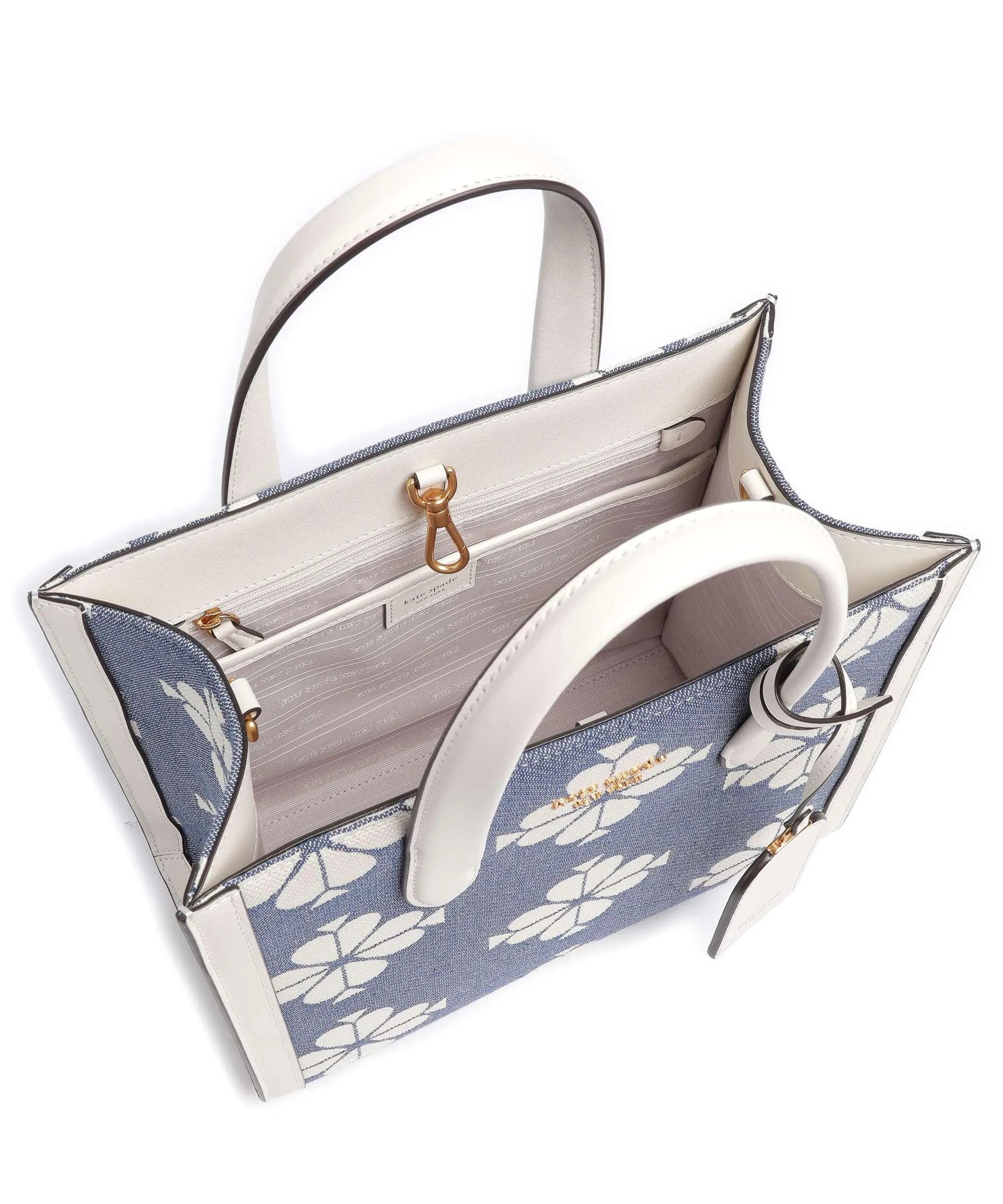  Kate Spade New York Spade Flower Jacquard Borsa a mano tissu, pelle bianco/blu  