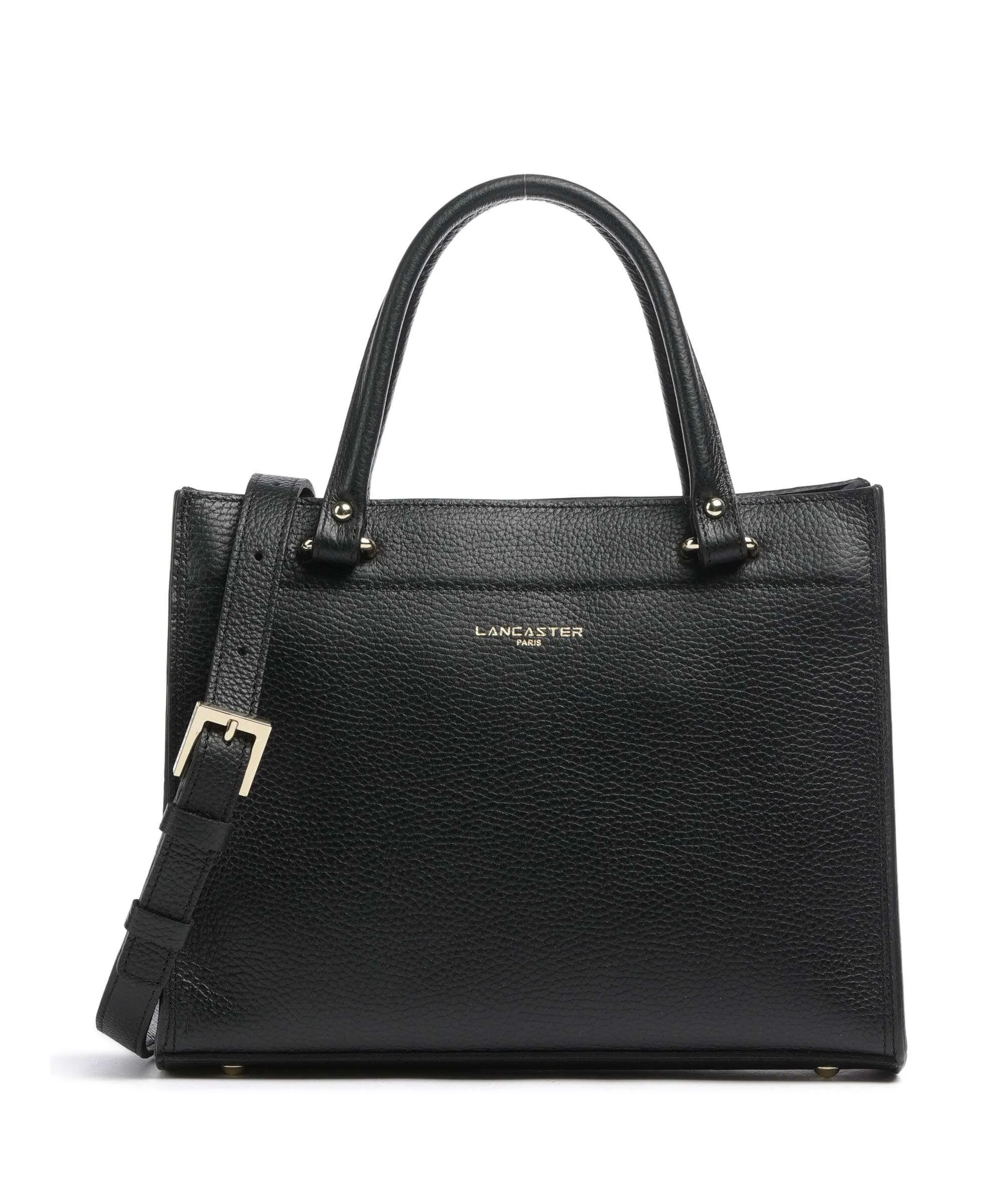  Lancaster Foulonne Double Borsa a mano pelle di vacchetta grana nero  