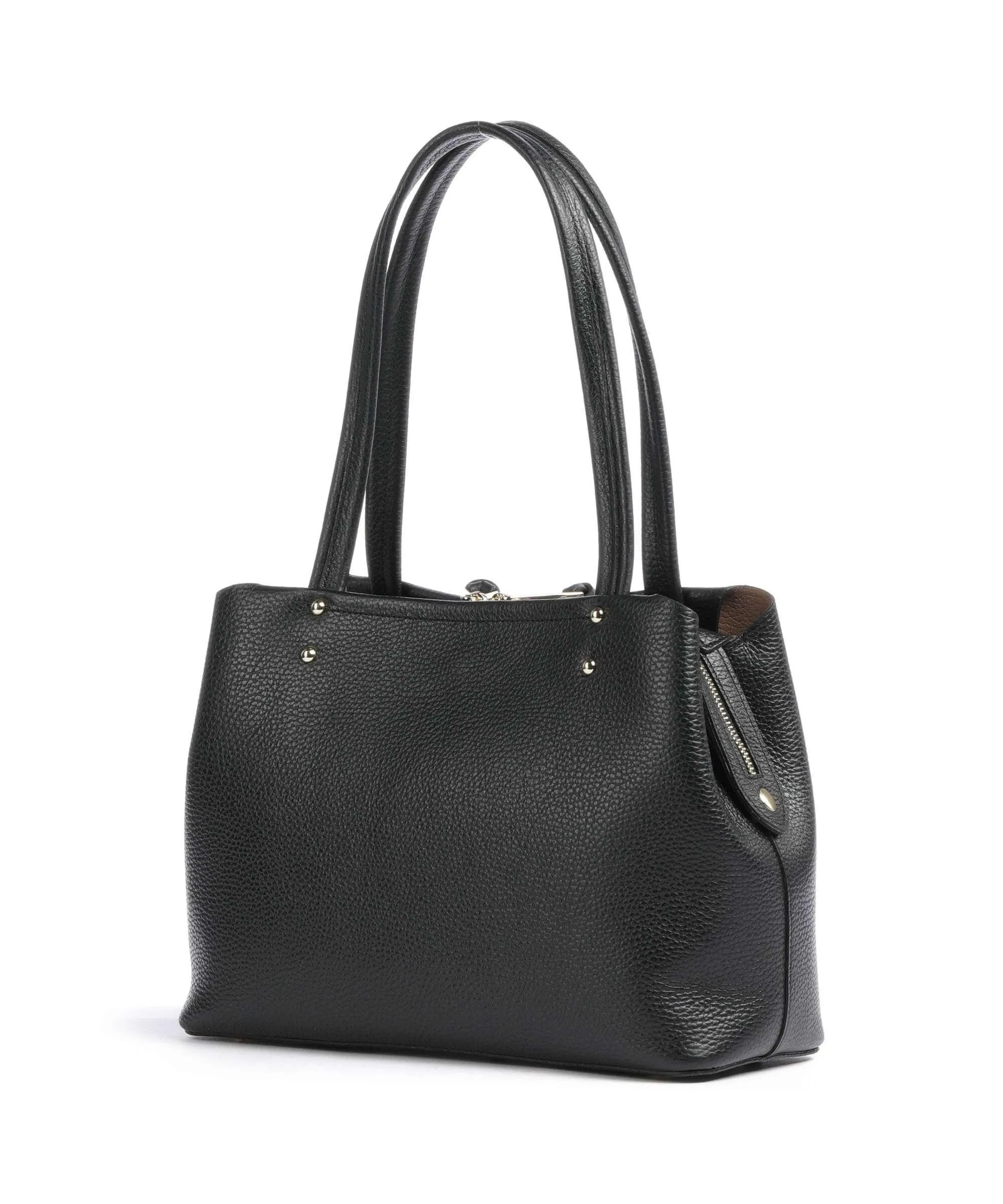  Lancaster Foulonne Double Borsa shopper pelle di vacchetta grana nero  