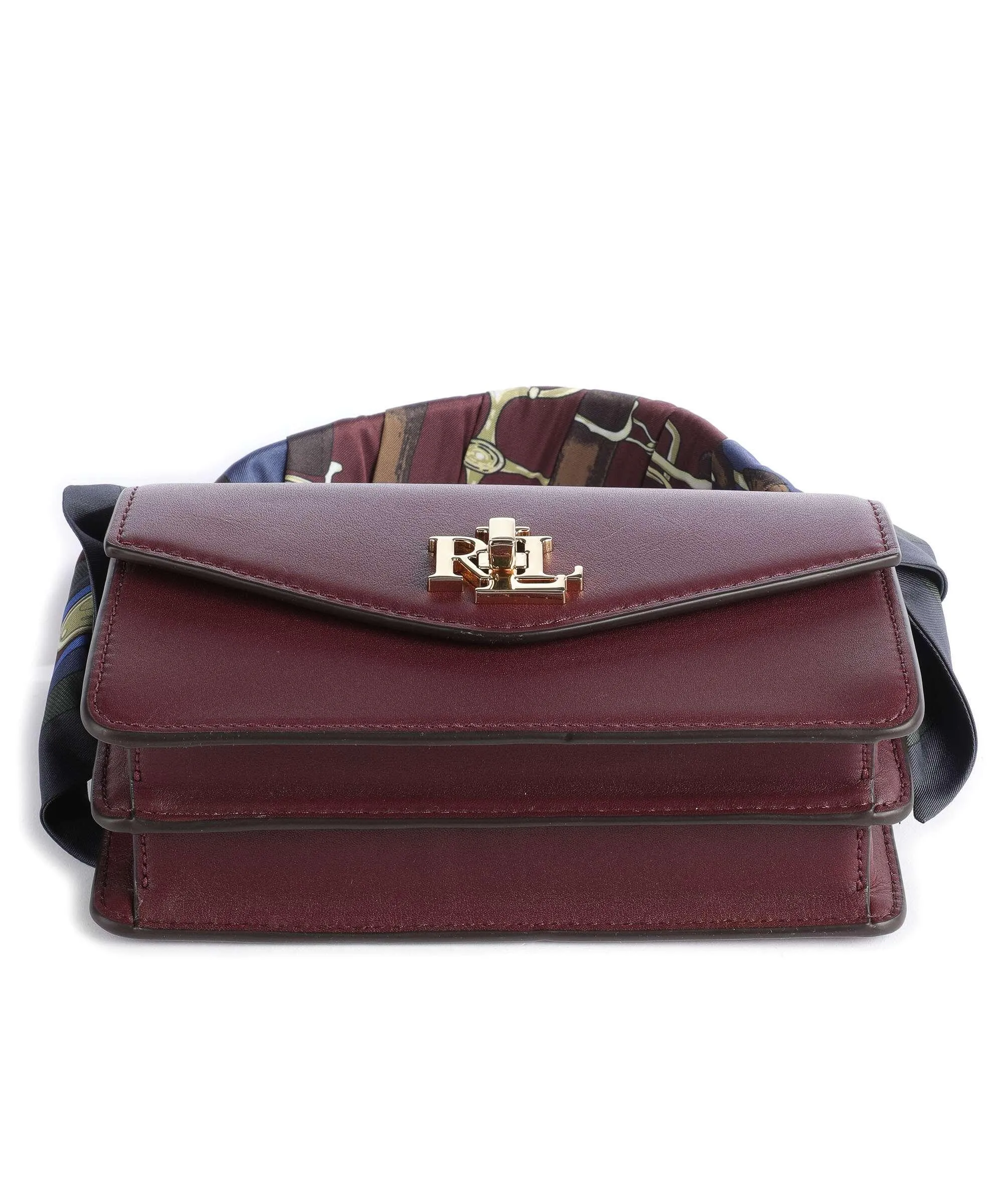  Lauren Ralph Lauren Tayler 19 Borsa a tracolla pelle di vacchetta finemente grana rosso scuro  