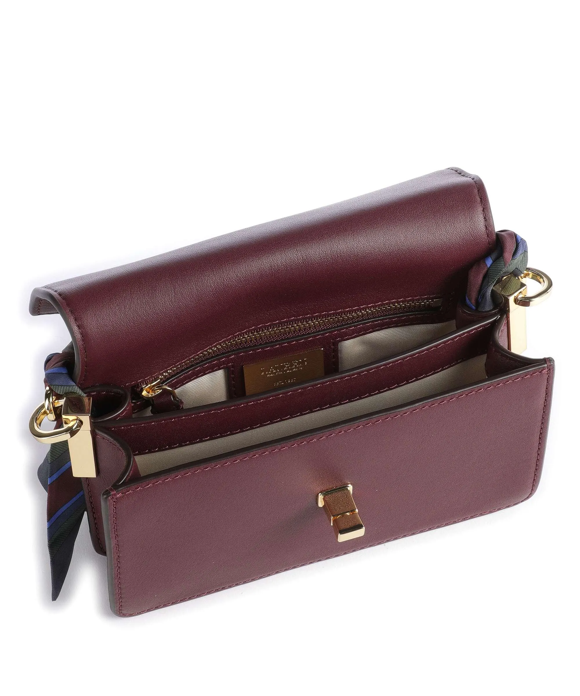  Lauren Ralph Lauren Tayler 19 Borsa a tracolla pelle di vacchetta finemente grana rosso scuro  