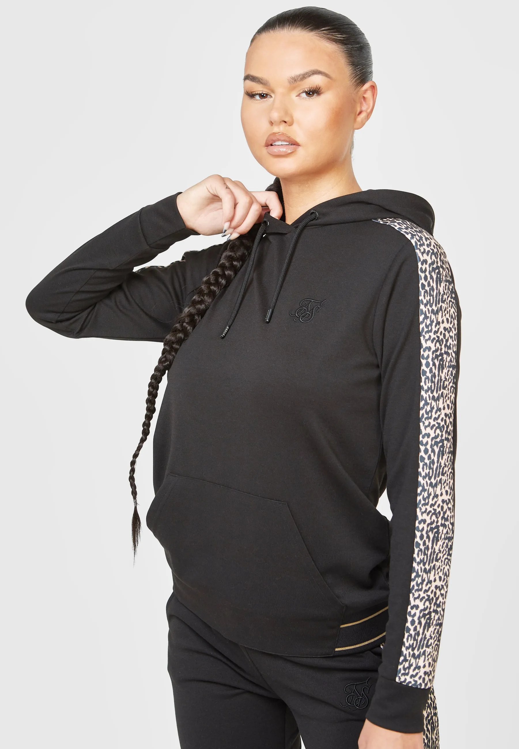LEOPARD PRINT PANELLED - Felpa con cappuccio