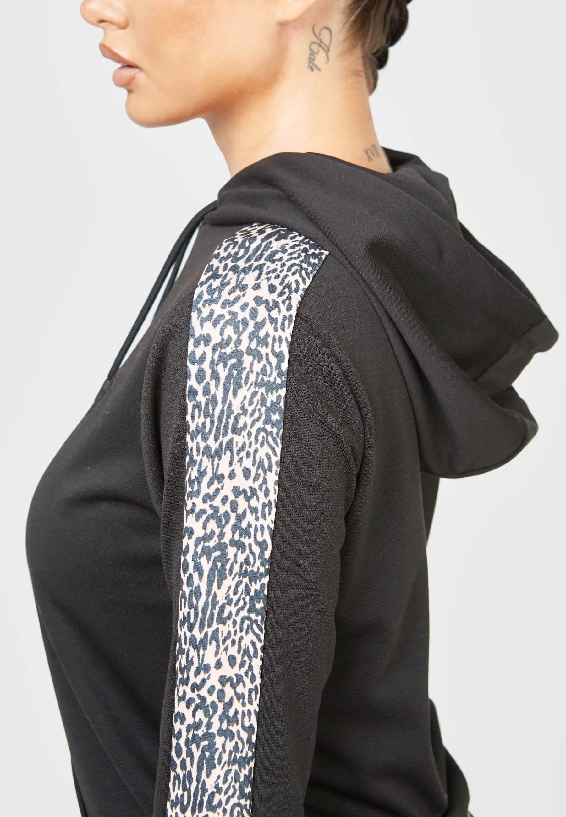 LEOPARD PRINT PANELLED - Felpa con cappuccio