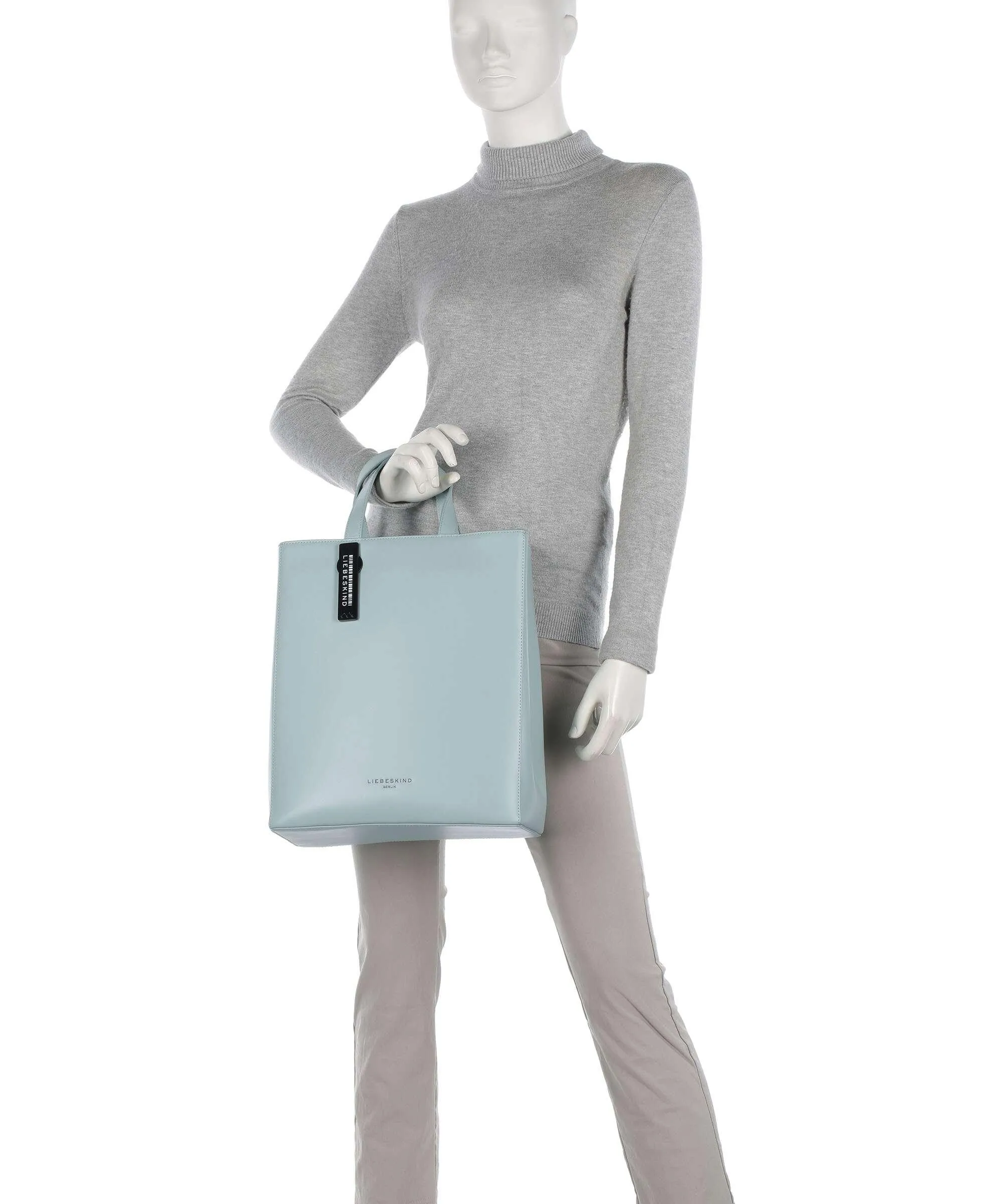  Liebeskind Paper Bag Carter M Borsa a mano pelle liscia blu chiaro  