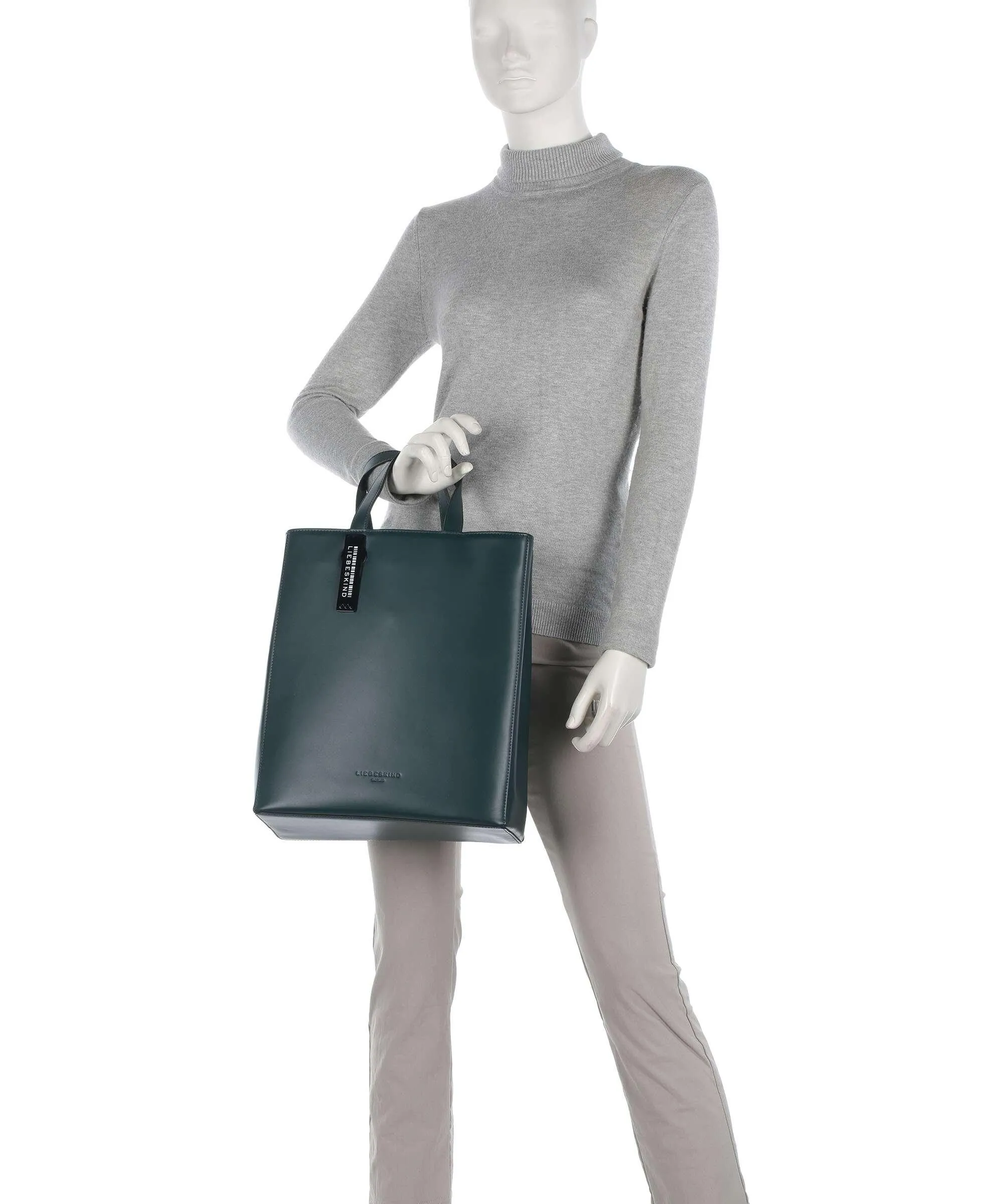  Liebeskind Paper Bag Carter M Borsa a mano pelle liscia verde scuro  