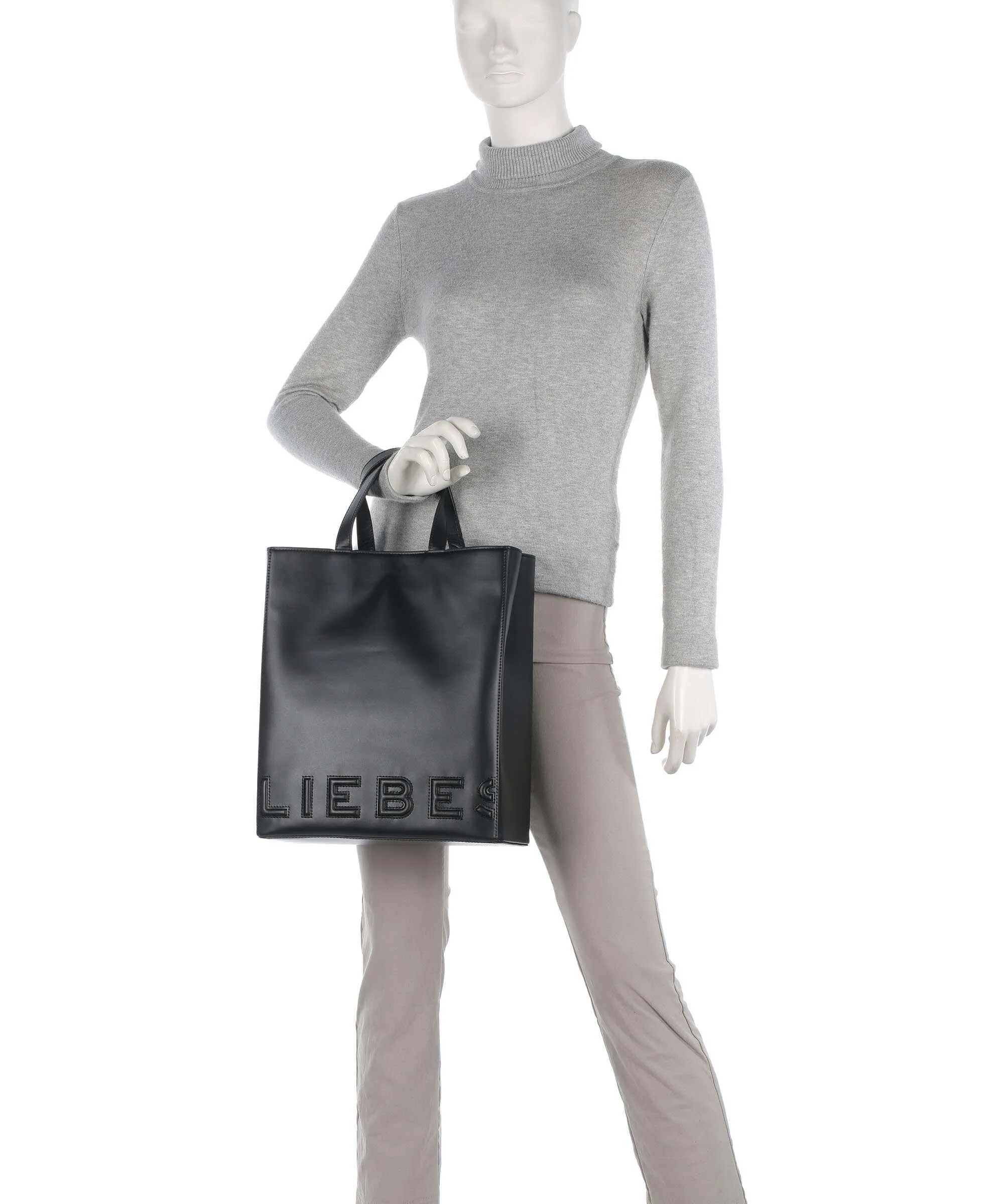  Liebeskind Paper Bag Logo Carter M Borsa a mano pelle liscia nero  