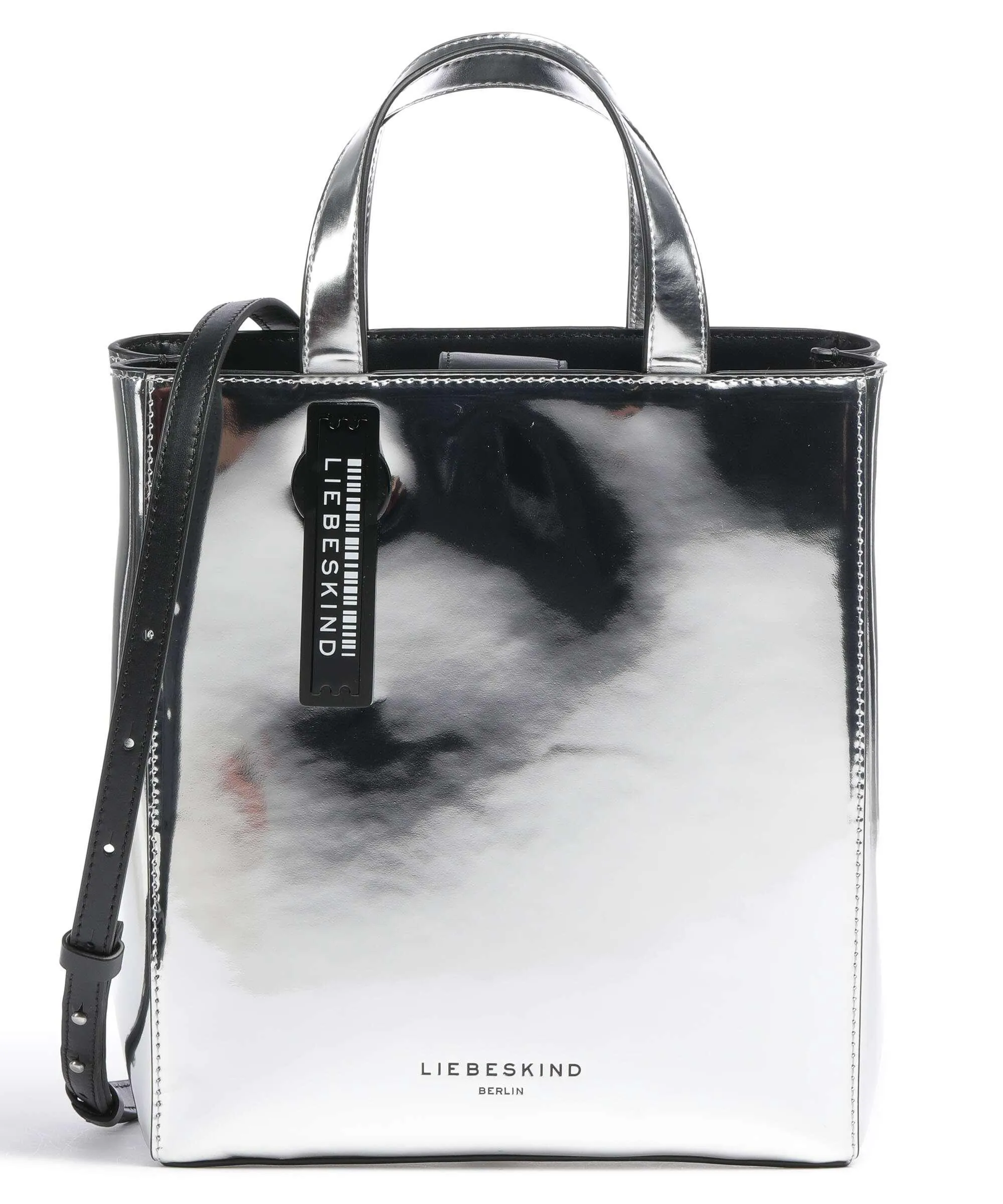  Liebeskind Paper Bag Reflection S Borsa a mano pelle liscia argento  
